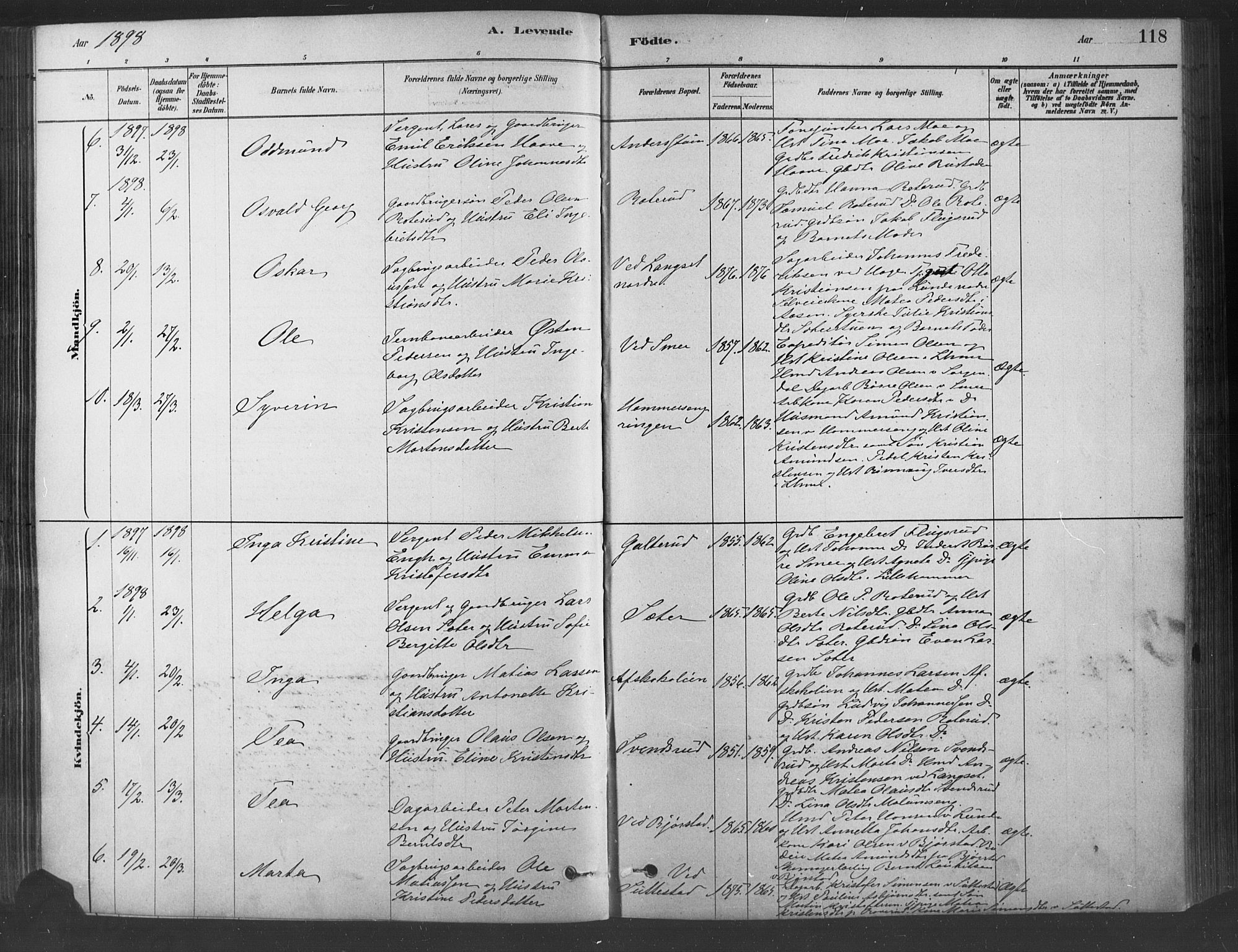 Fåberg prestekontor, AV/SAH-PREST-086/H/Ha/Haa/L0009: Parish register (official) no. 9, 1879-1898, p. 118