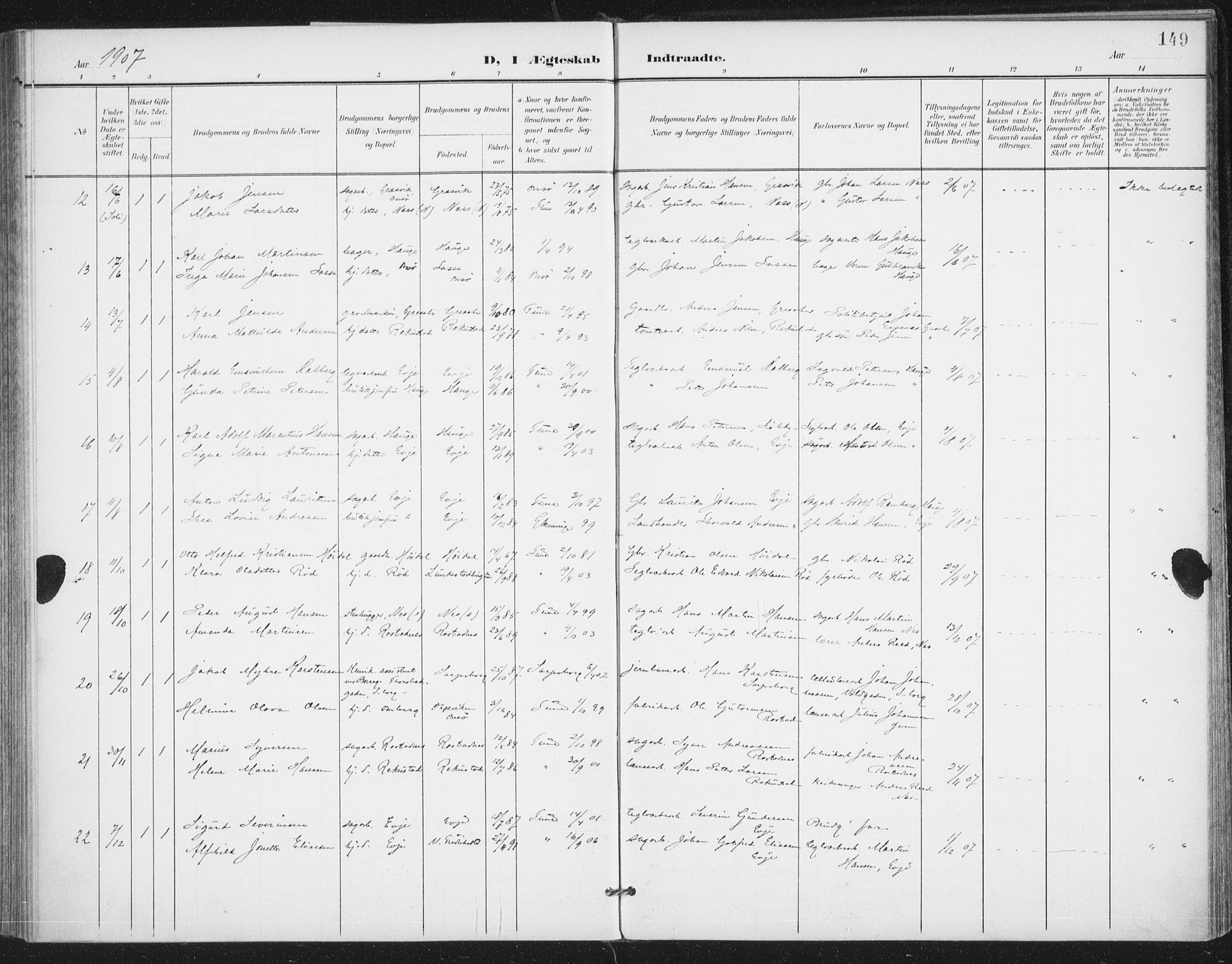 Rolvsøy prestekontor Kirkebøker, SAO/A-2004/F/Fa/L0001: Parish register (official) no. 1, 1901-1909, p. 149