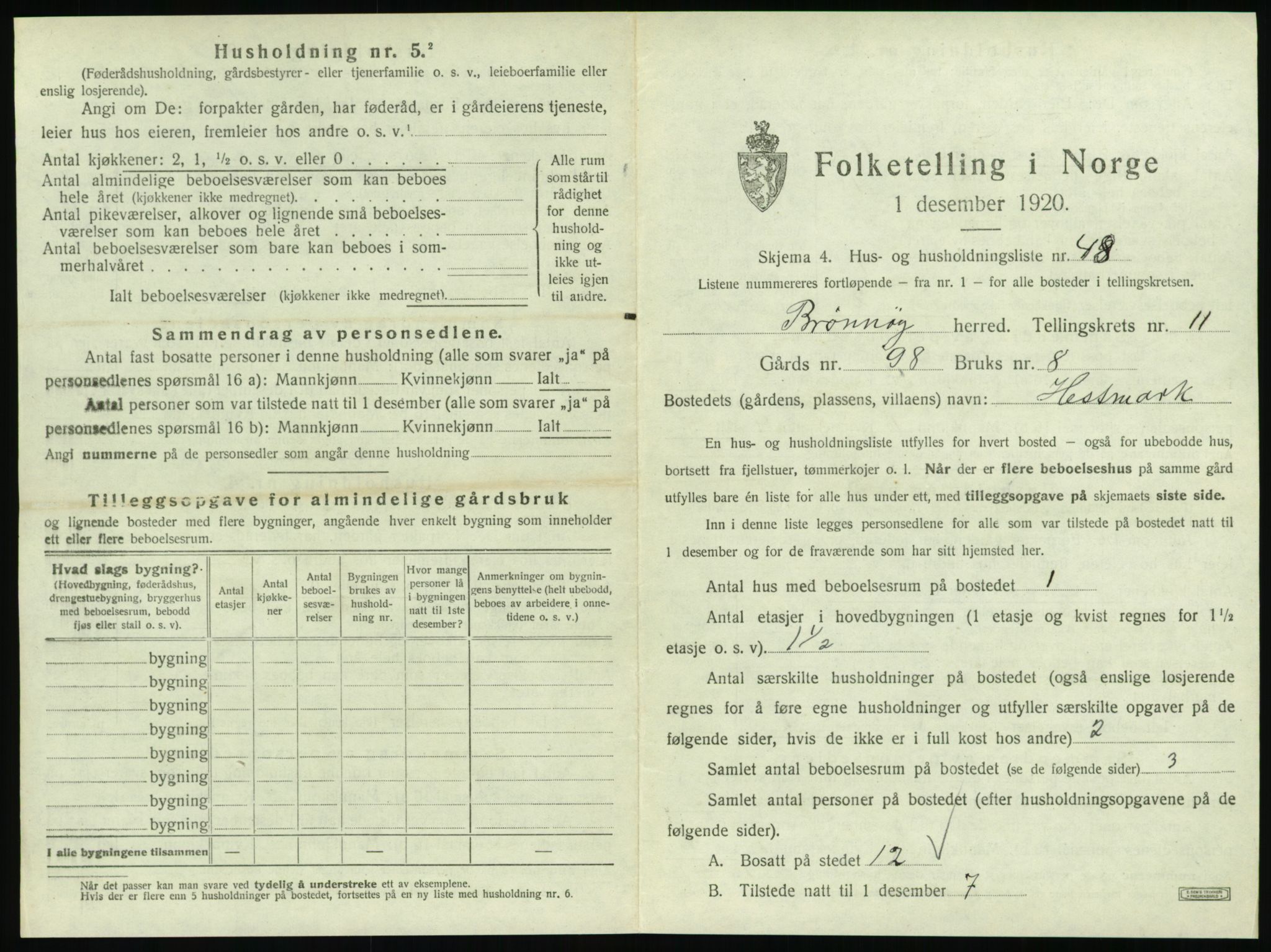 SAT, 1920 census for Brønnøy, 1920, p. 1172