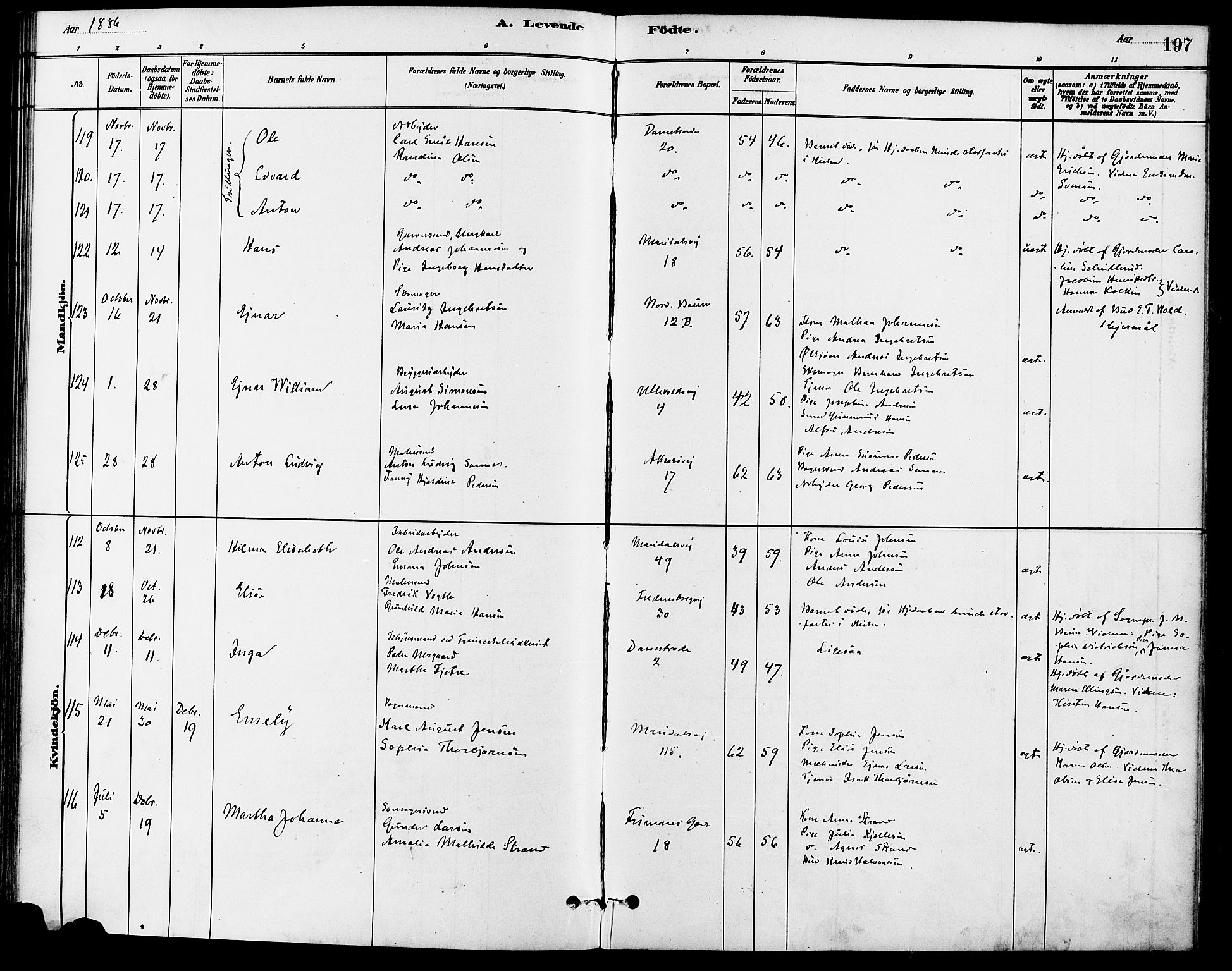 Gamle Aker prestekontor Kirkebøker, AV/SAO-A-10617a/F/L0006: Parish register (official) no. 6, 1880-1887, p. 197