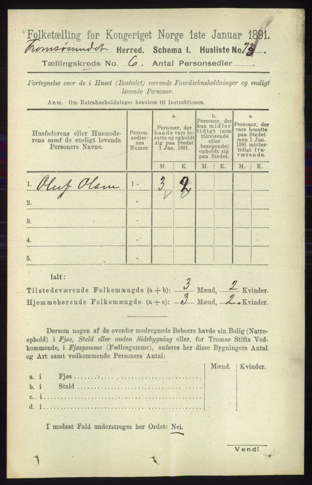 RA, 1891 census for 1934 Tromsøysund, 1891, p. 2988