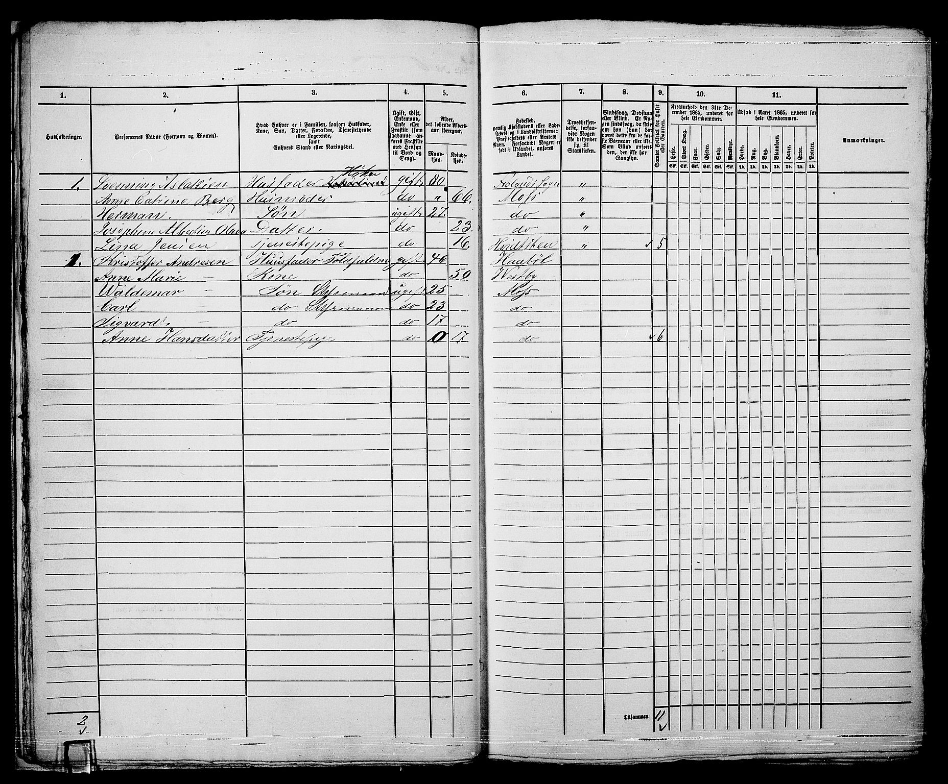 RA, 1865 census for Moss/Moss, 1865, p. 21