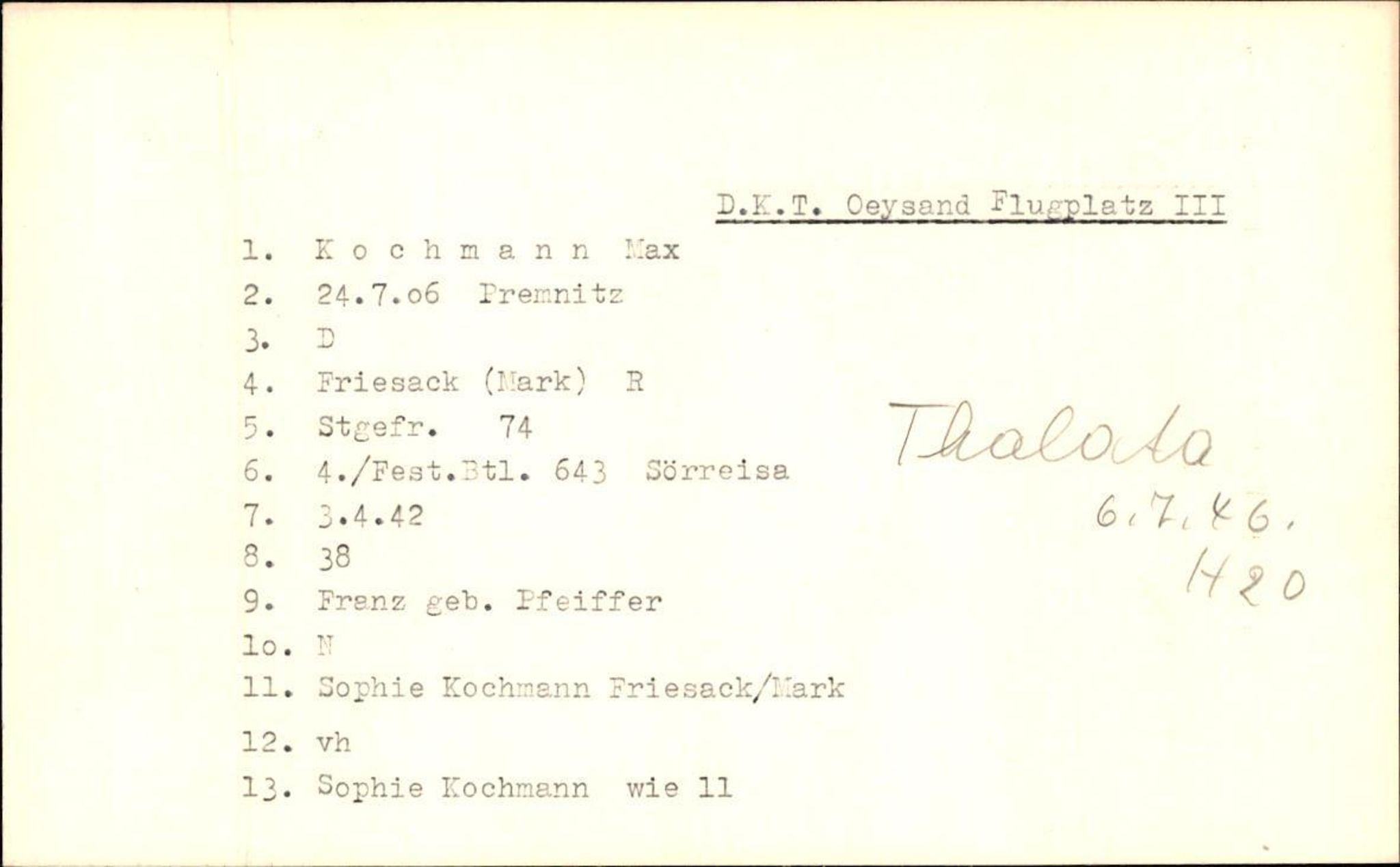 Hjemsendte tyskere , AV/RA-RAFA-6487/D/Db/L0016: Kochanek-Küdrna, 1945-1947, p. 5