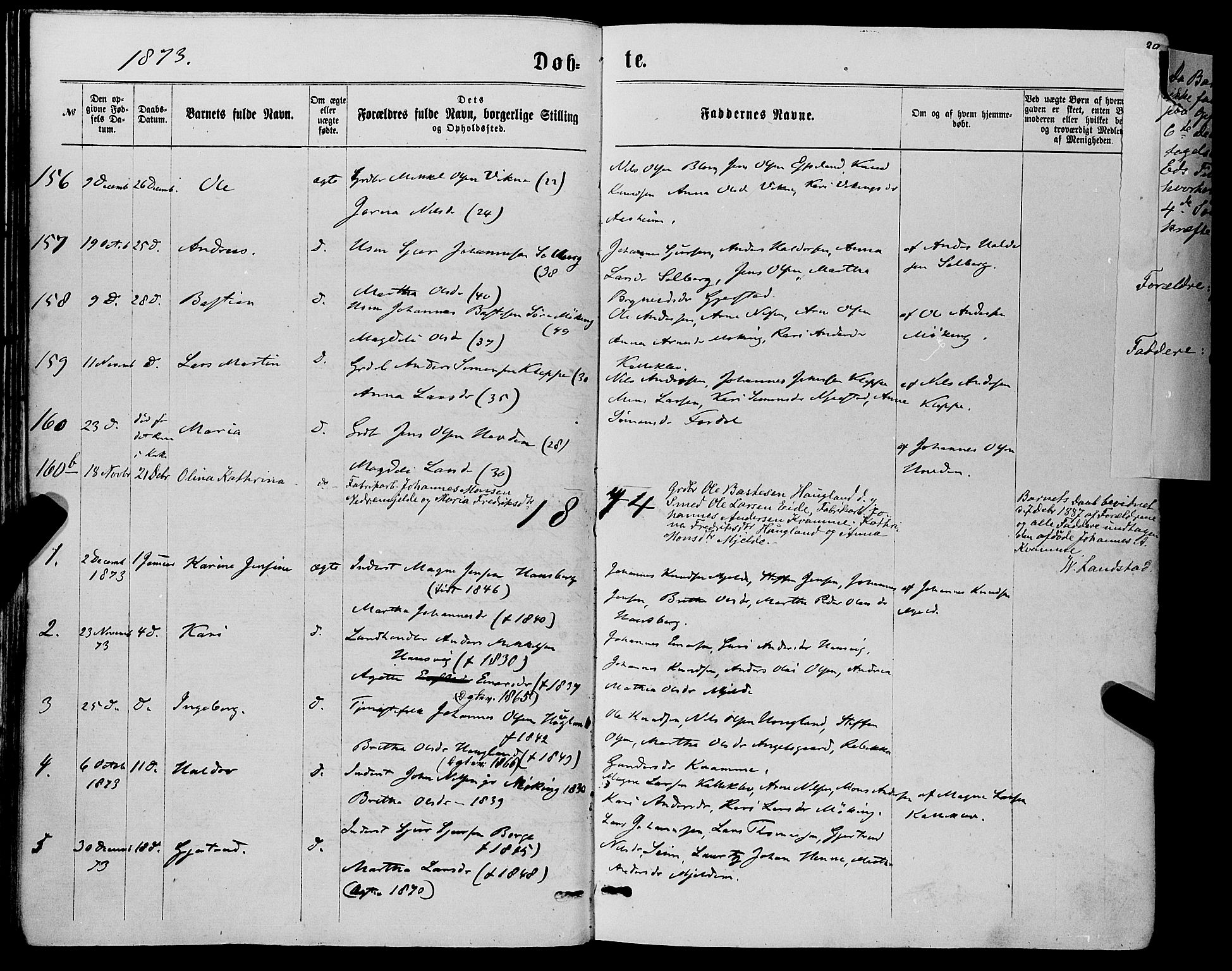 Haus sokneprestembete, SAB/A-75601/H/Haa: Parish register (official) no. A 18, 1871-1877, p. 39