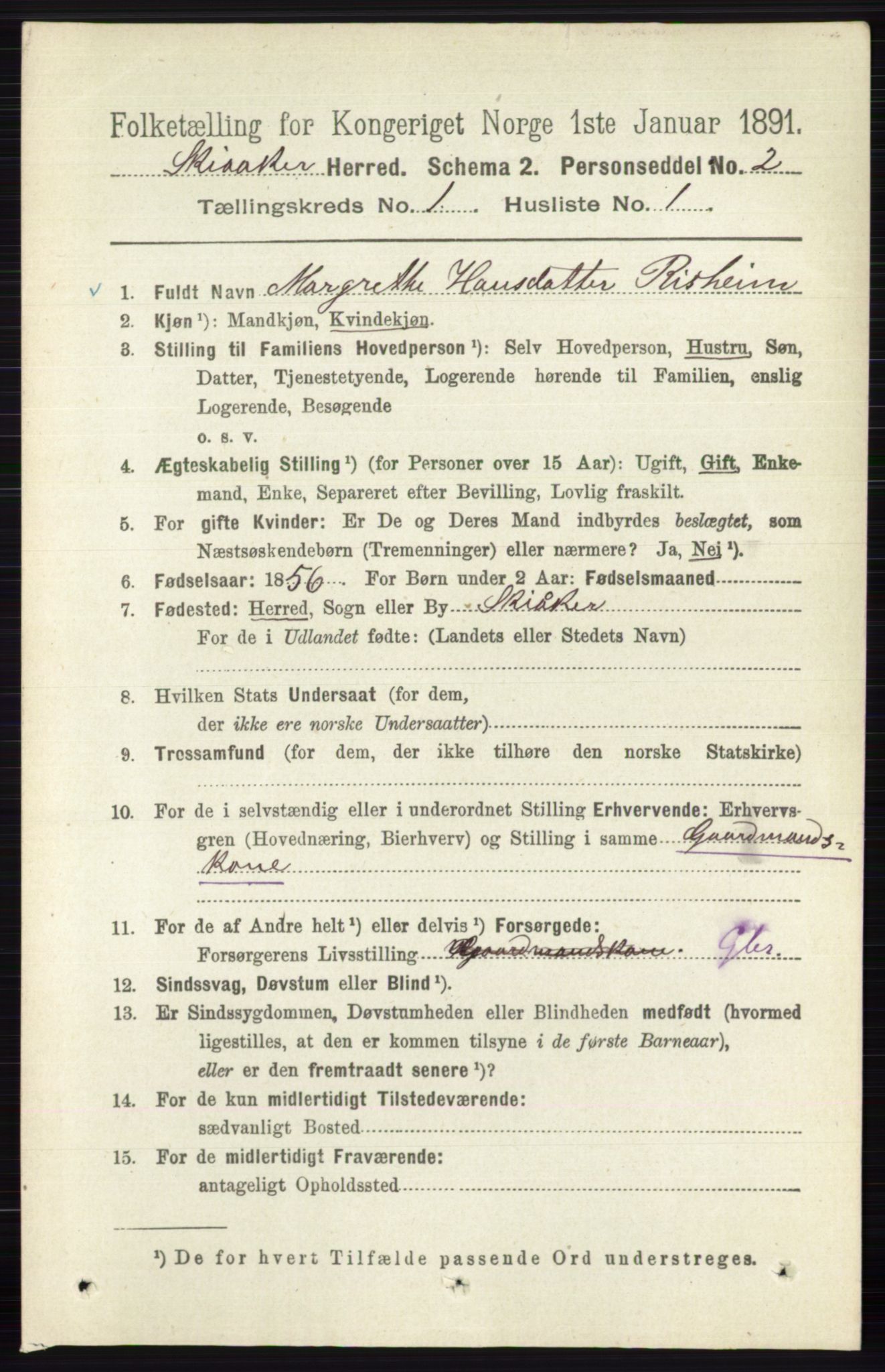 RA, 1891 census for 0513 Skjåk, 1891, p. 88