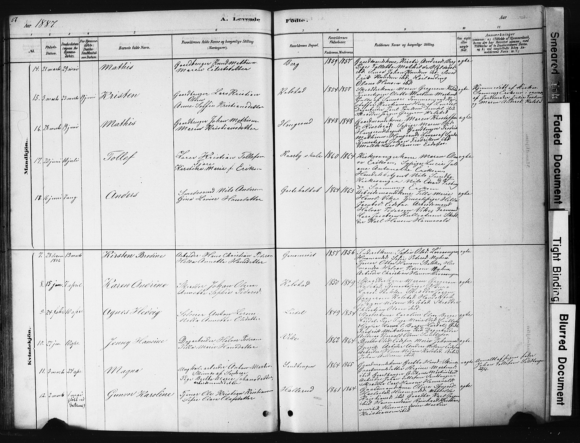 Hof kirkebøker, AV/SAKO-A-64/G/Ga/L0004: Parish register (copy) no. I 4, 1878-1930, p. 57