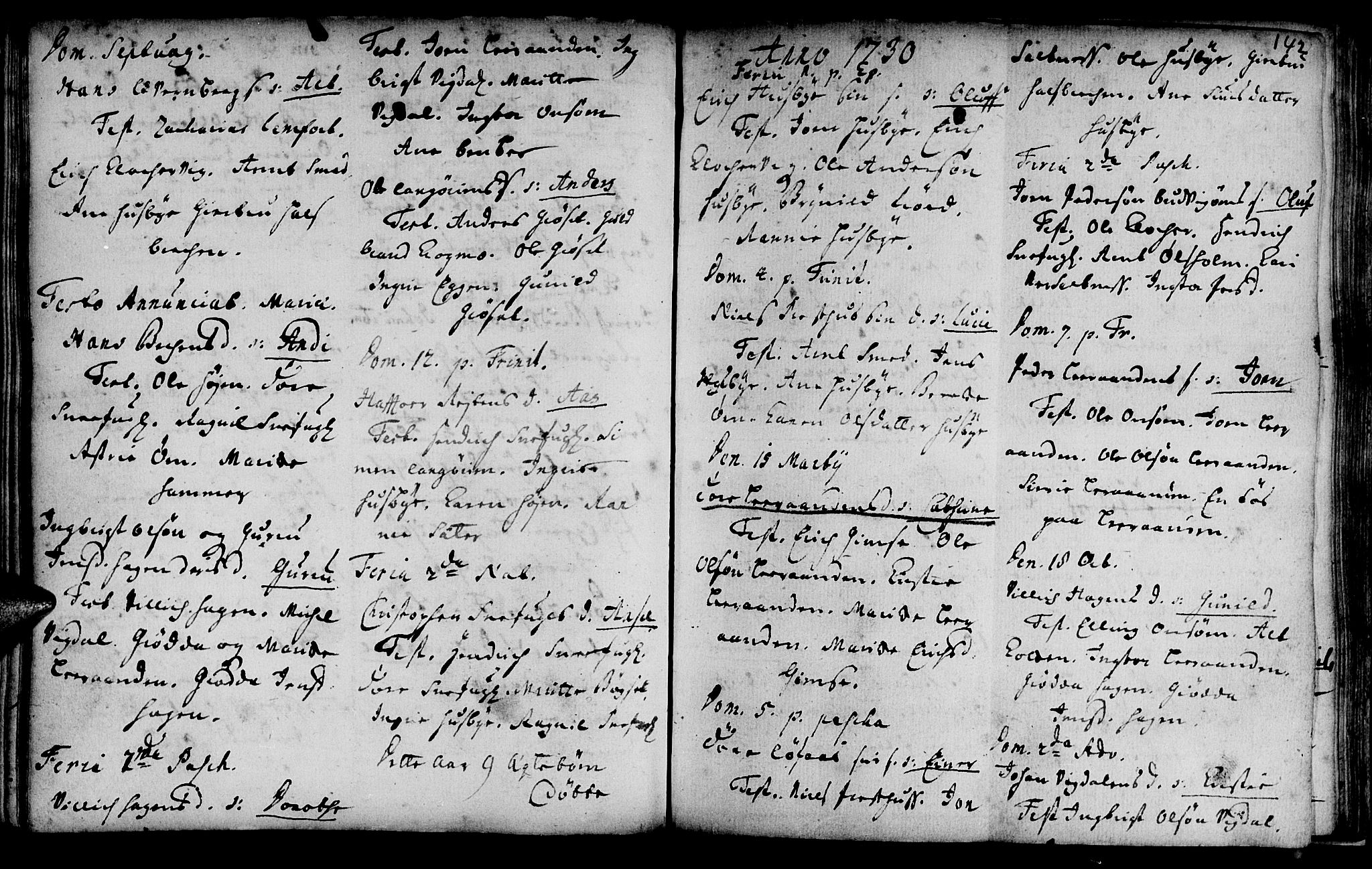 Ministerialprotokoller, klokkerbøker og fødselsregistre - Sør-Trøndelag, SAT/A-1456/666/L0783: Parish register (official) no. 666A01, 1702-1753, p. 142