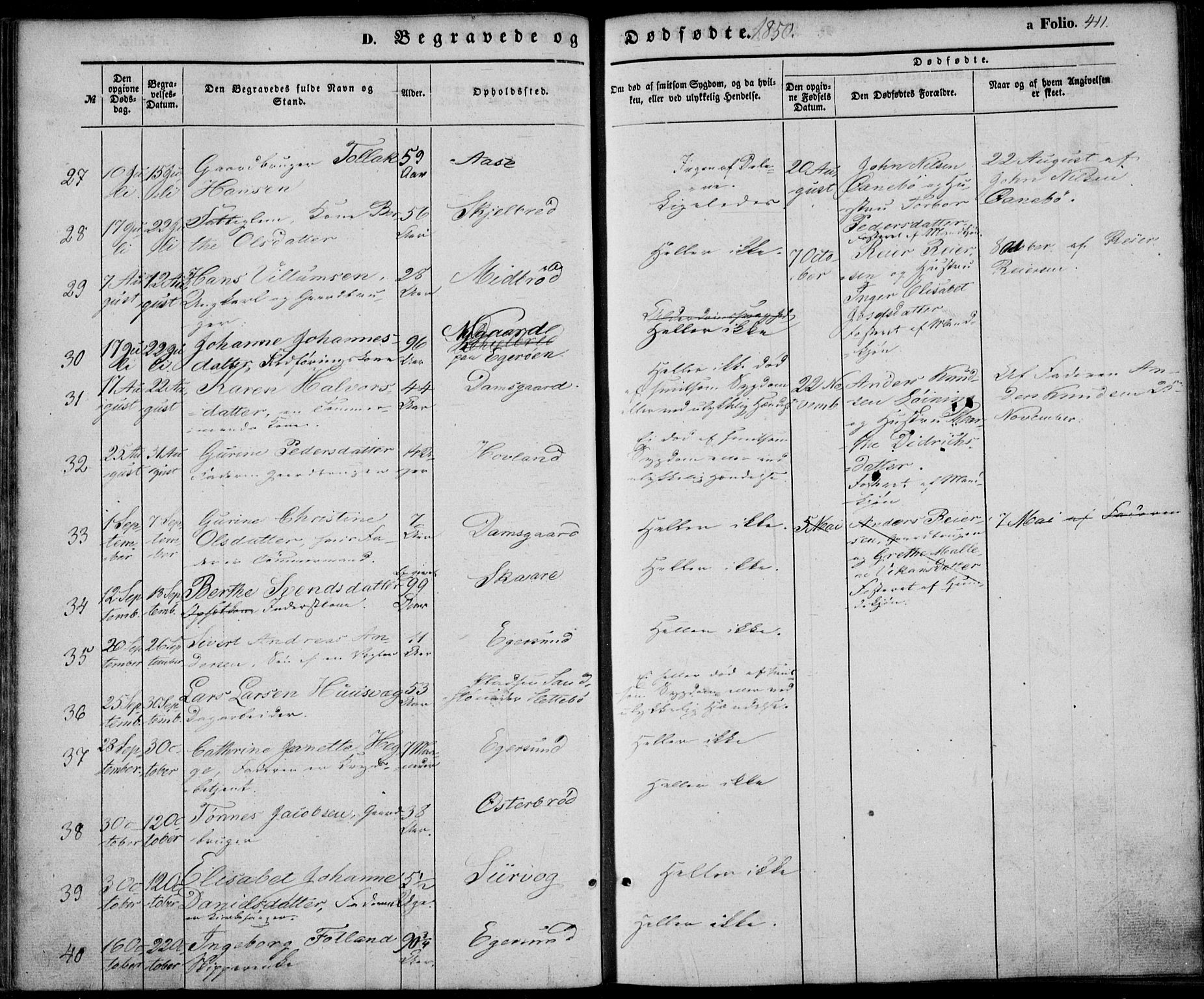 Eigersund sokneprestkontor, SAST/A-101807/S08/L0013: Parish register (official) no. A 12.2, 1850-1865, p. 411