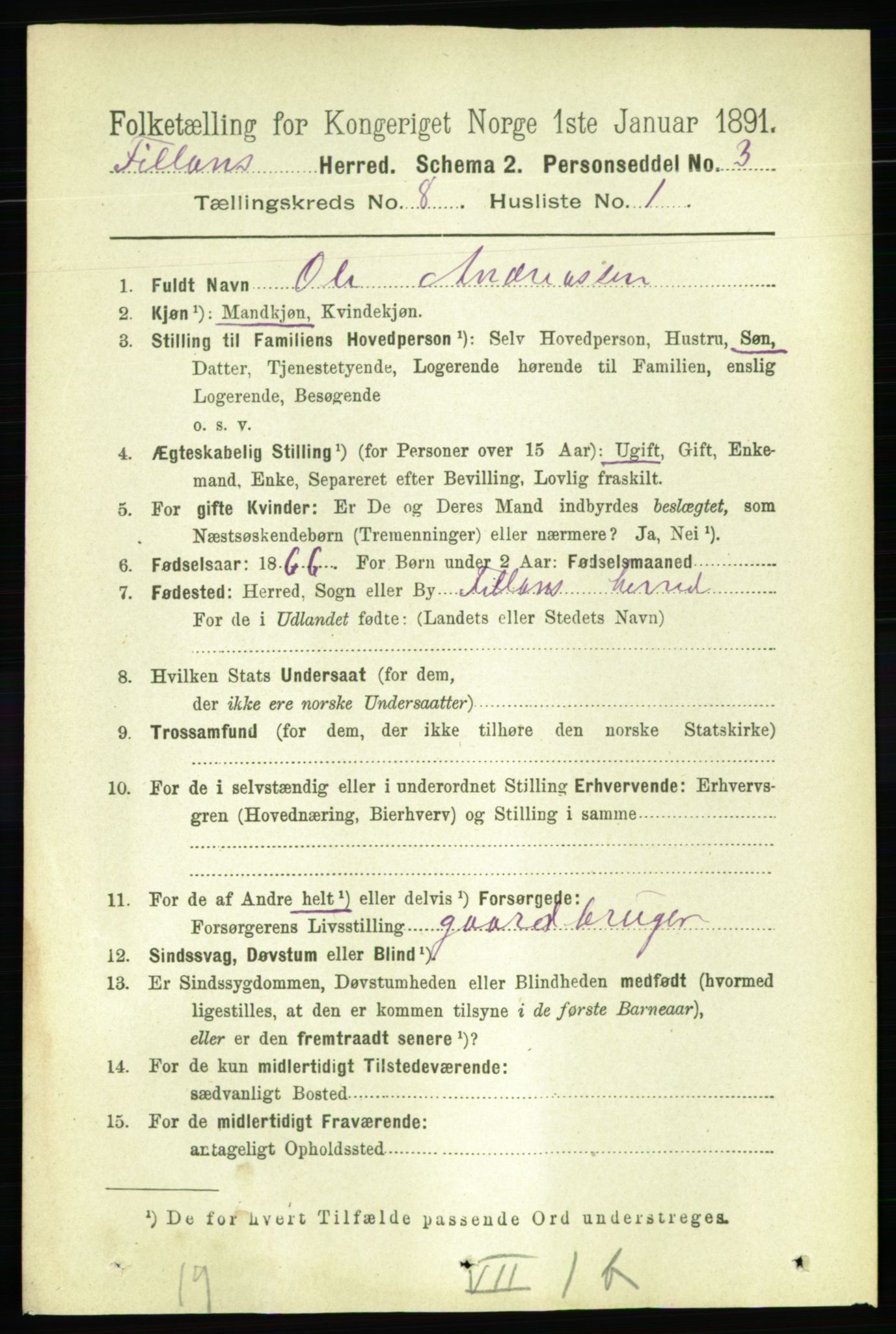 RA, 1891 census for 1616 Fillan, 1891, p. 1881