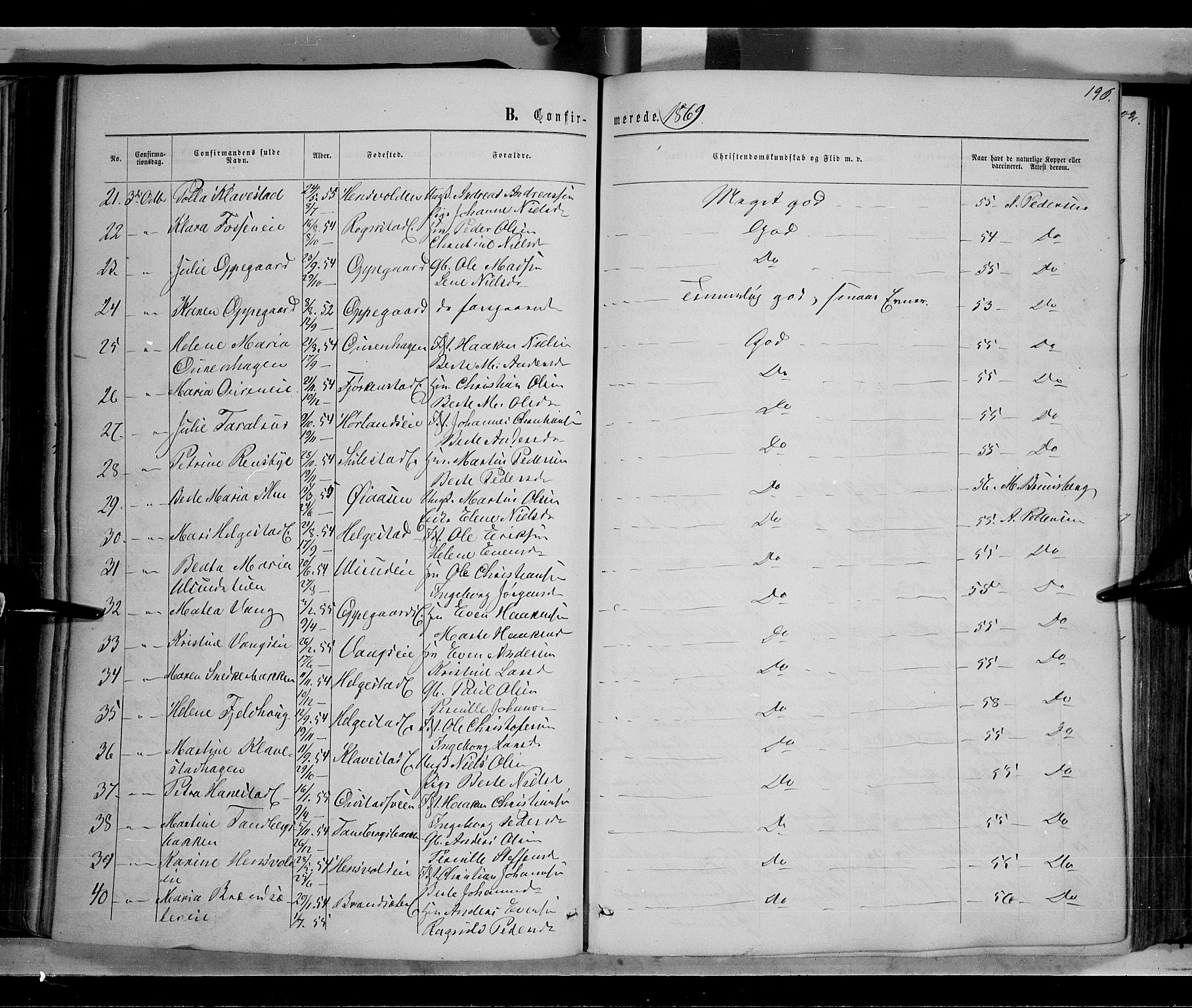 Østre Toten prestekontor, AV/SAH-PREST-104/H/Ha/Haa/L0005: Parish register (official) no. 5, 1866-1877, p. 196