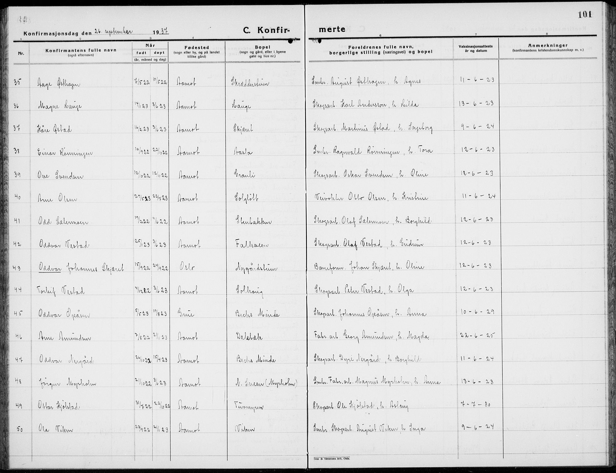 Åmot prestekontor, Hedmark, AV/SAH-PREST-056/H/Ha/Hab/L0006: Parish register (copy) no. 6, 1930-1937, p. 101