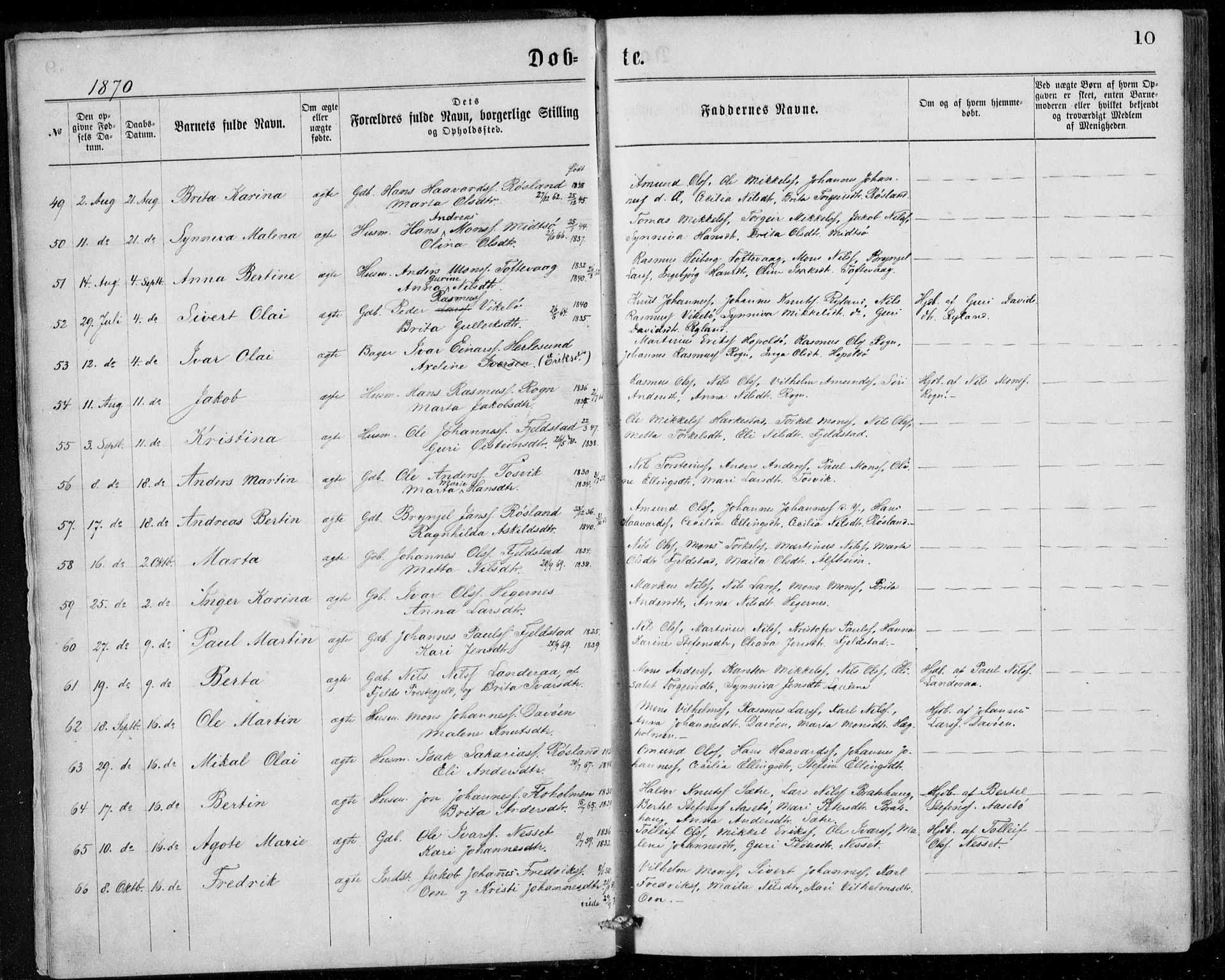 Herdla Sokneprestembete, AV/SAB-A-75701/H/Haa: Parish register (official) no. A 2, 1869-1877, p. 10