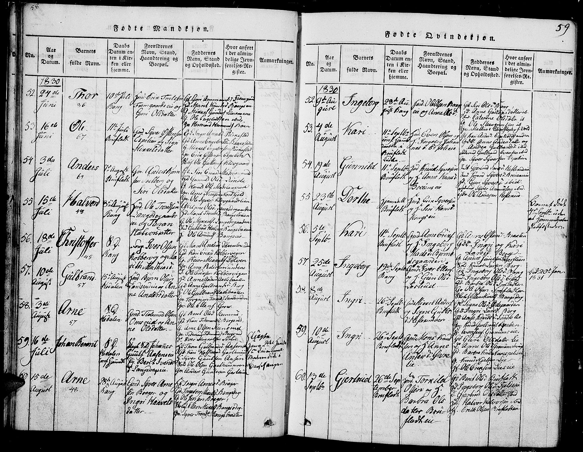 Sør-Aurdal prestekontor, SAH/PREST-128/H/Ha/Hab/L0002: Parish register (copy) no. 2, 1826-1840, p. 58-59