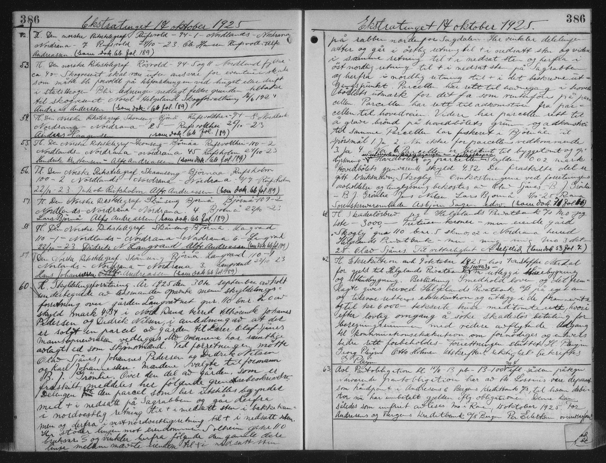 Rana sorenskriveri , AV/SAT-A-1108/1/2/2C/L0018: Mortgage book no. 18, 1923-1928, p. 386, Deed date: 17.10.1925