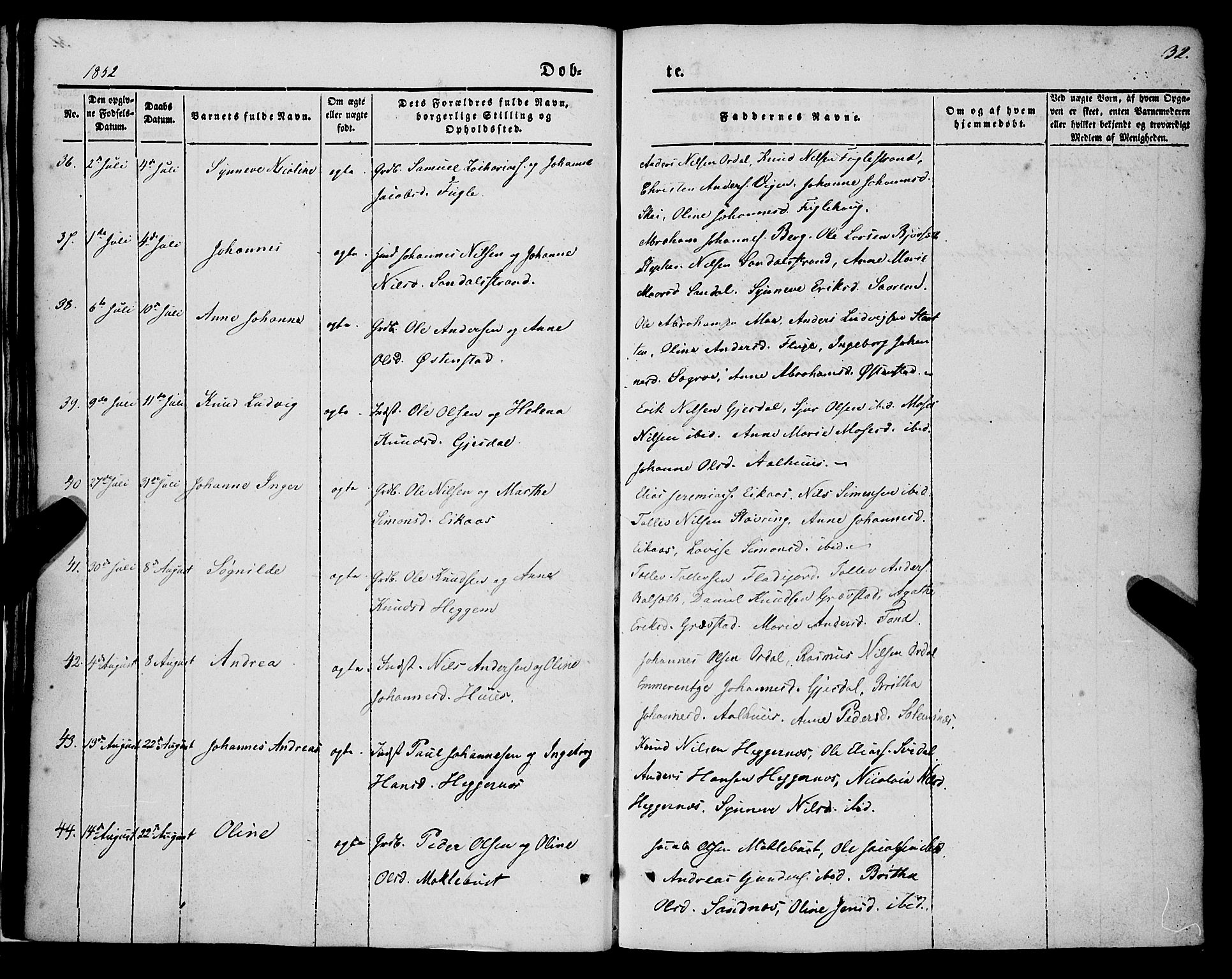 Jølster sokneprestembete, AV/SAB-A-80701/H/Haa/Haaa/L0010: Parish register (official) no. A 10, 1847-1865, p. 32