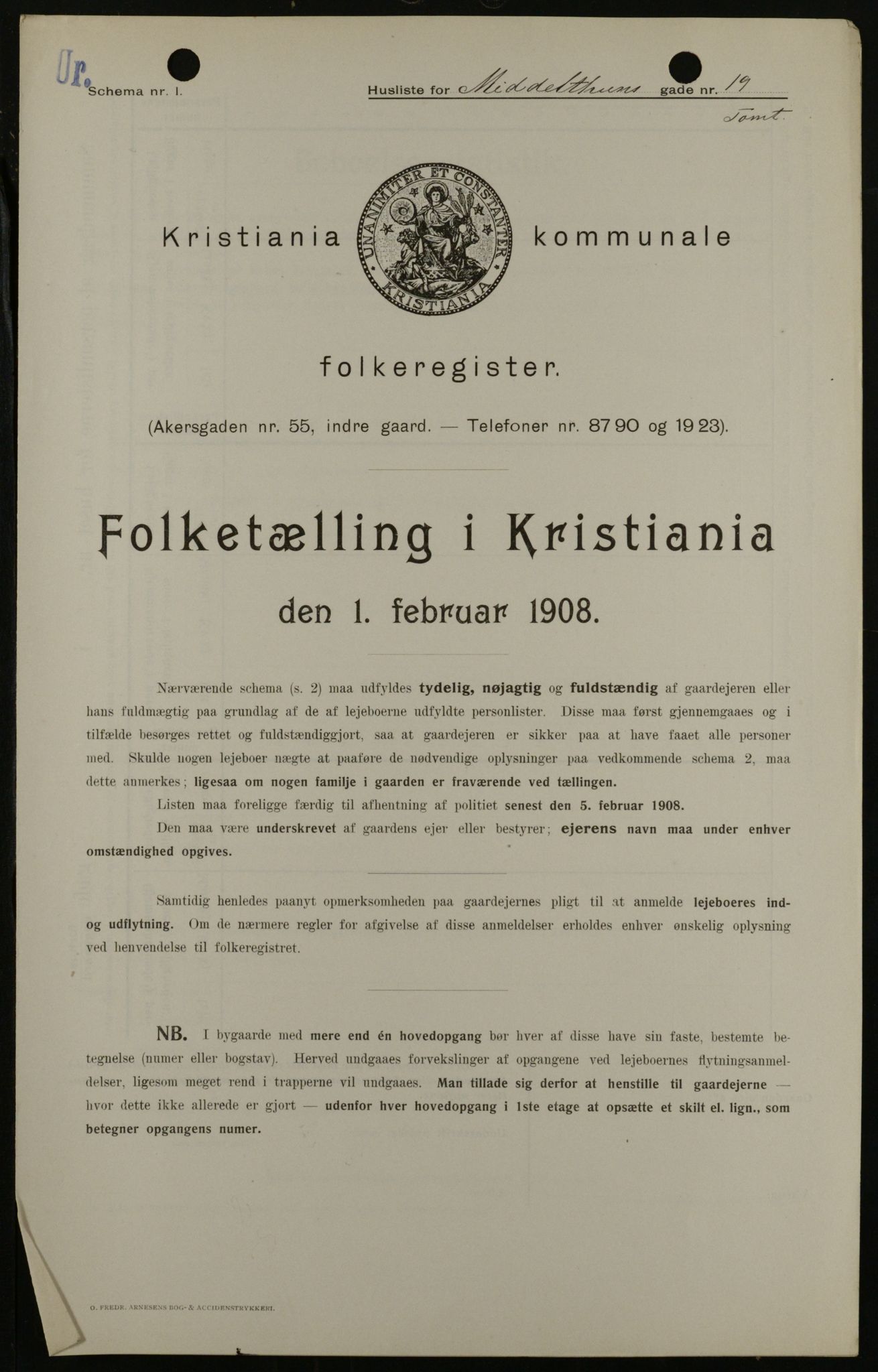 OBA, Municipal Census 1908 for Kristiania, 1908, p. 58611