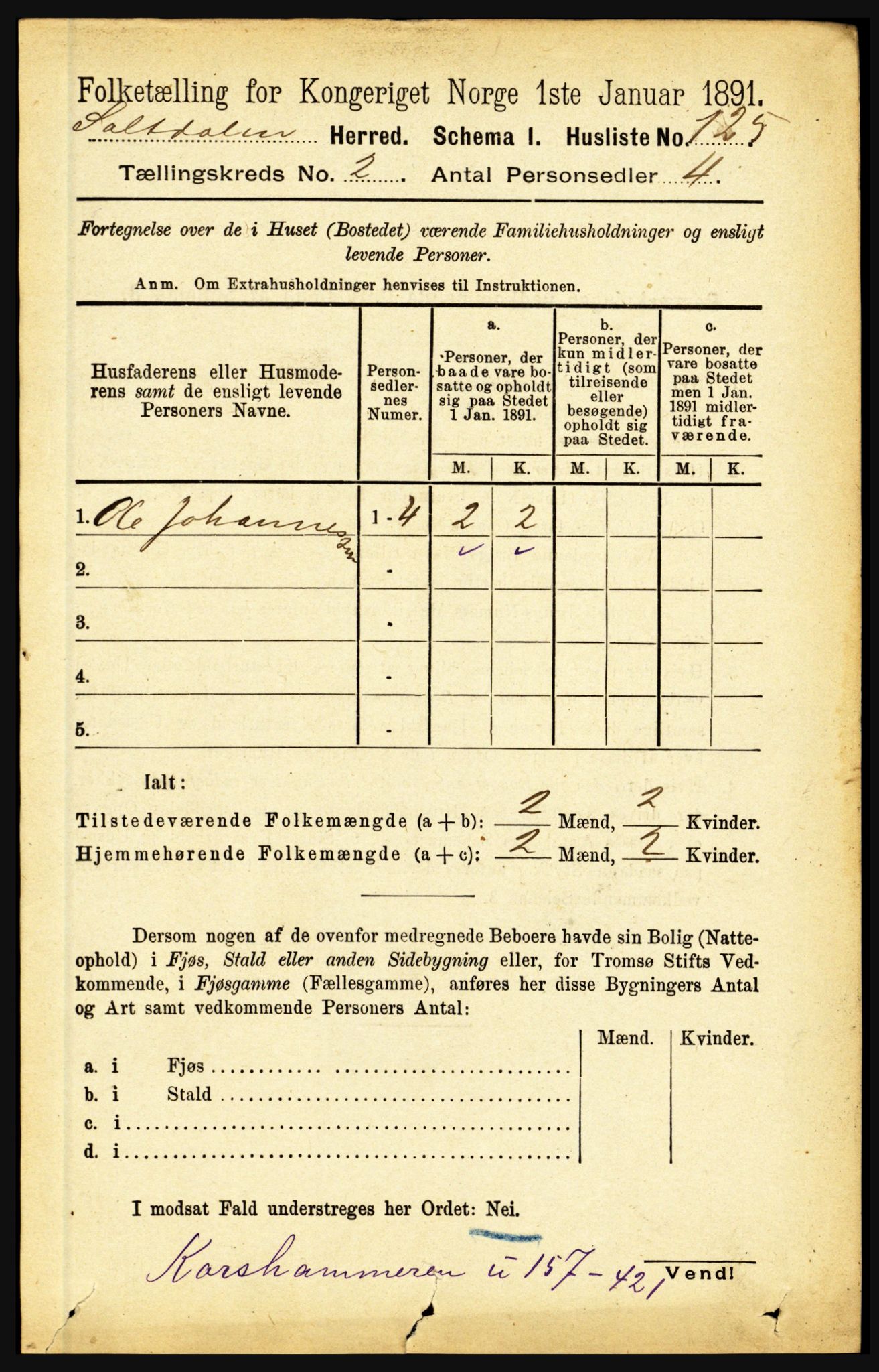 RA, 1891 census for 1840 Saltdal, 1891, p. 667