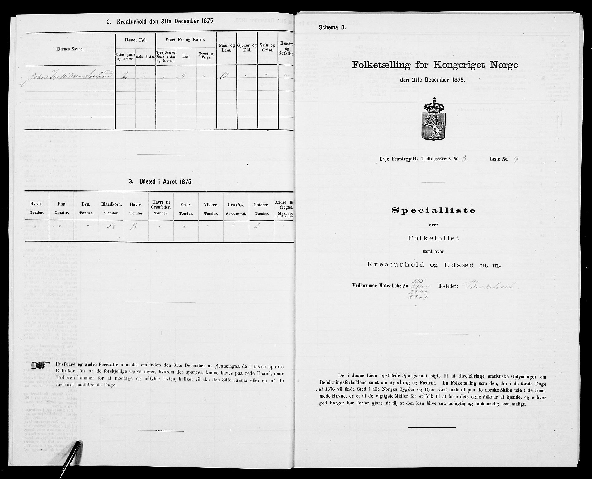 SAK, 1875 census for 0934P Evje, 1875, p. 680