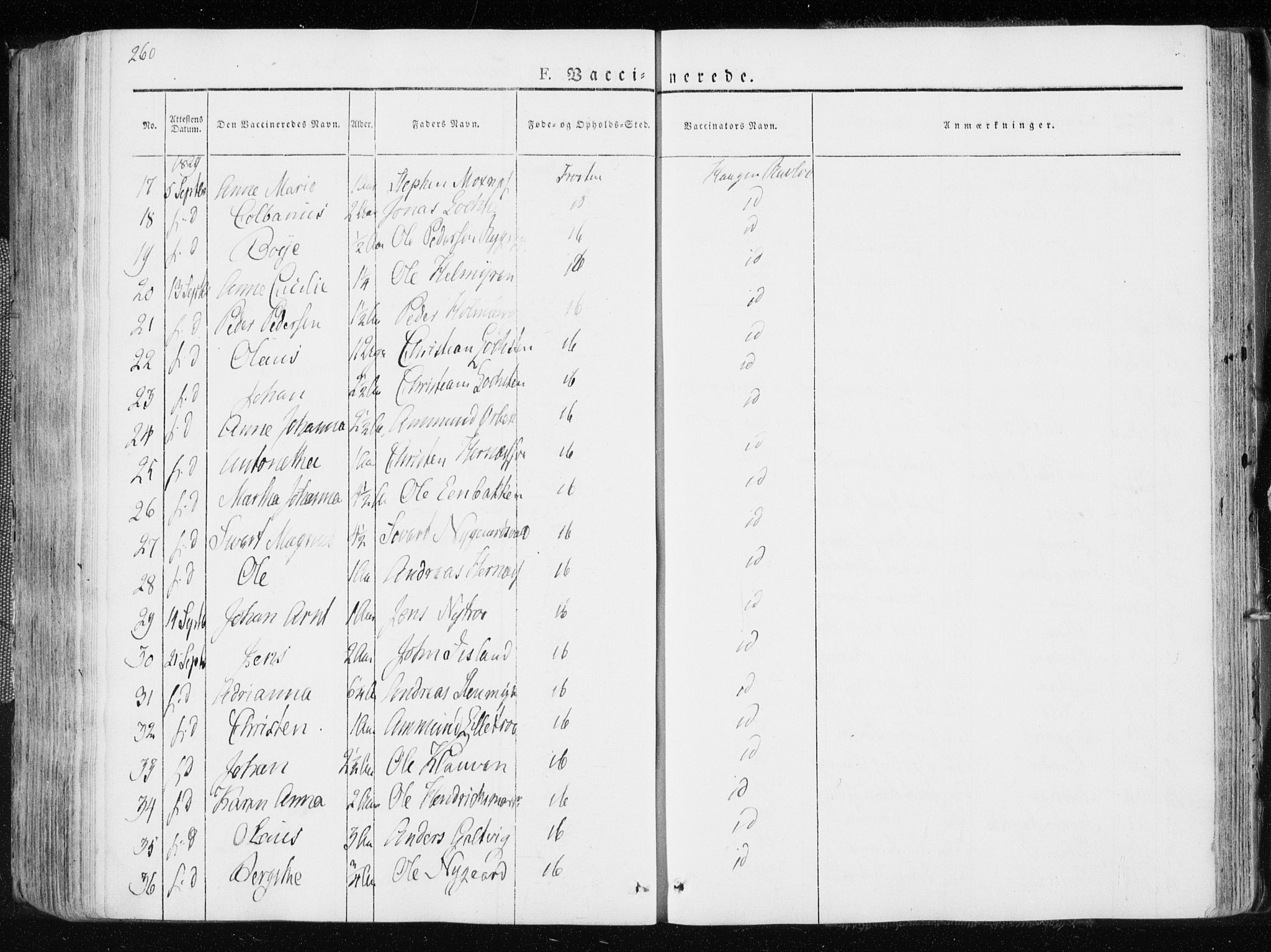 Ministerialprotokoller, klokkerbøker og fødselsregistre - Nord-Trøndelag, SAT/A-1458/713/L0114: Parish register (official) no. 713A05, 1827-1839, p. 260