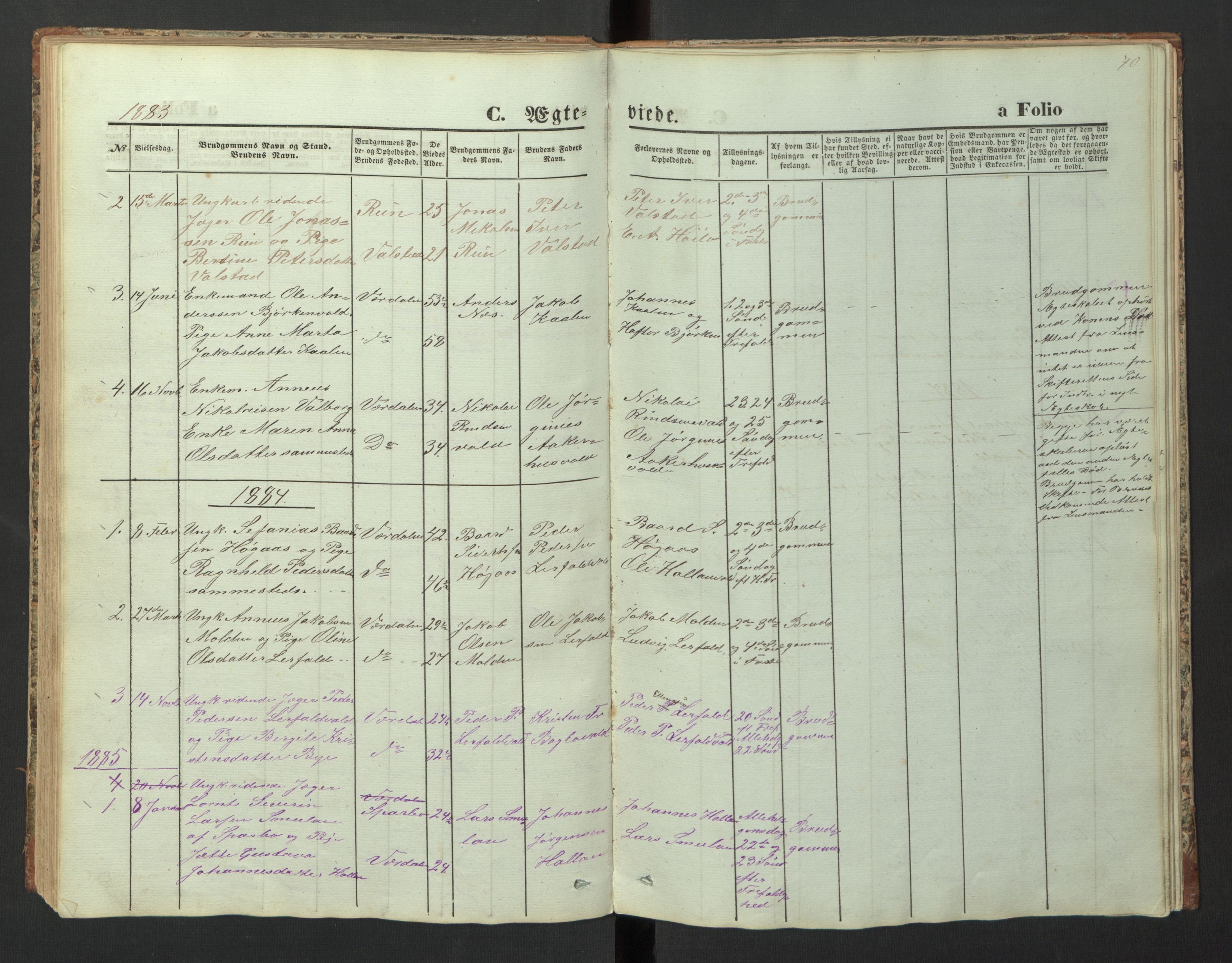 Ministerialprotokoller, klokkerbøker og fødselsregistre - Nord-Trøndelag, SAT/A-1458/726/L0271: Parish register (copy) no. 726C02, 1869-1897, p. 70