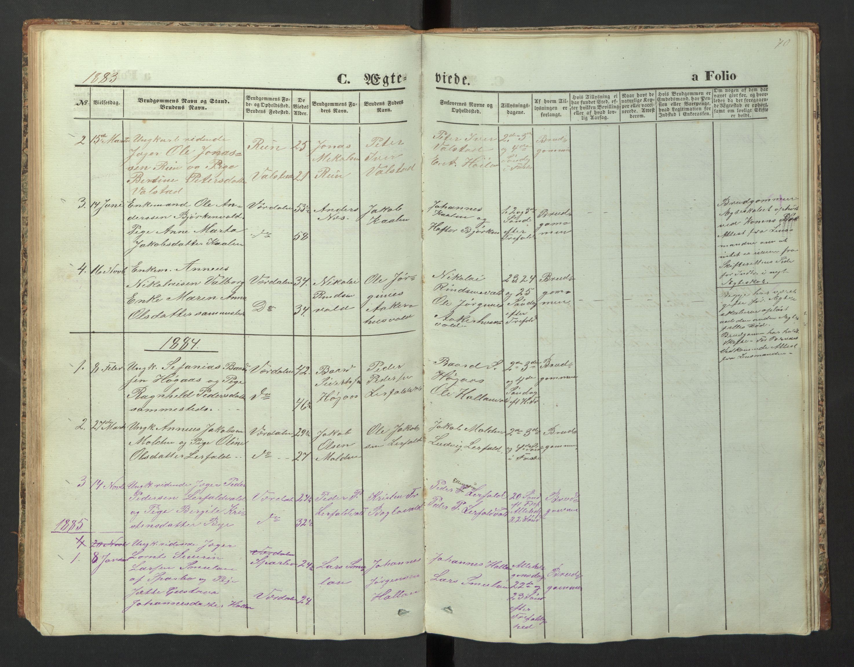 Ministerialprotokoller, klokkerbøker og fødselsregistre - Nord-Trøndelag, AV/SAT-A-1458/726/L0271: Parish register (copy) no. 726C02, 1869-1897, p. 70