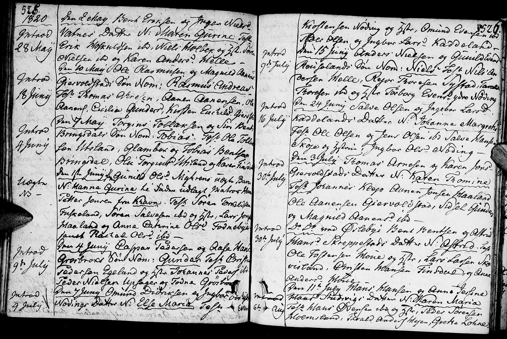 Holum sokneprestkontor, AV/SAK-1111-0022/F/Fa/Faa/L0003: Parish register (official) no. A 3, 1780-1821, p. 525-526