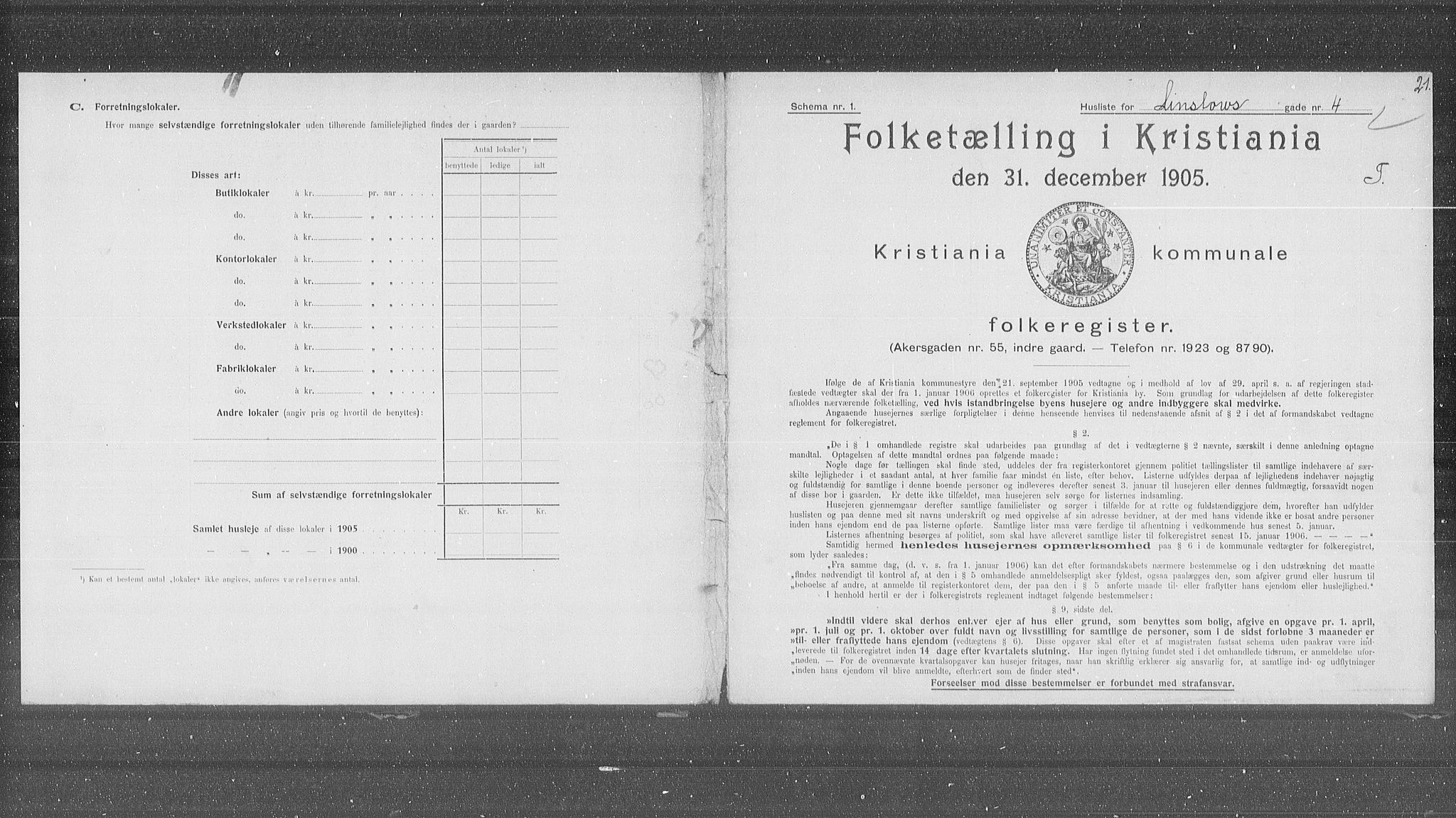 OBA, Municipal Census 1905 for Kristiania, 1905, p. 30322