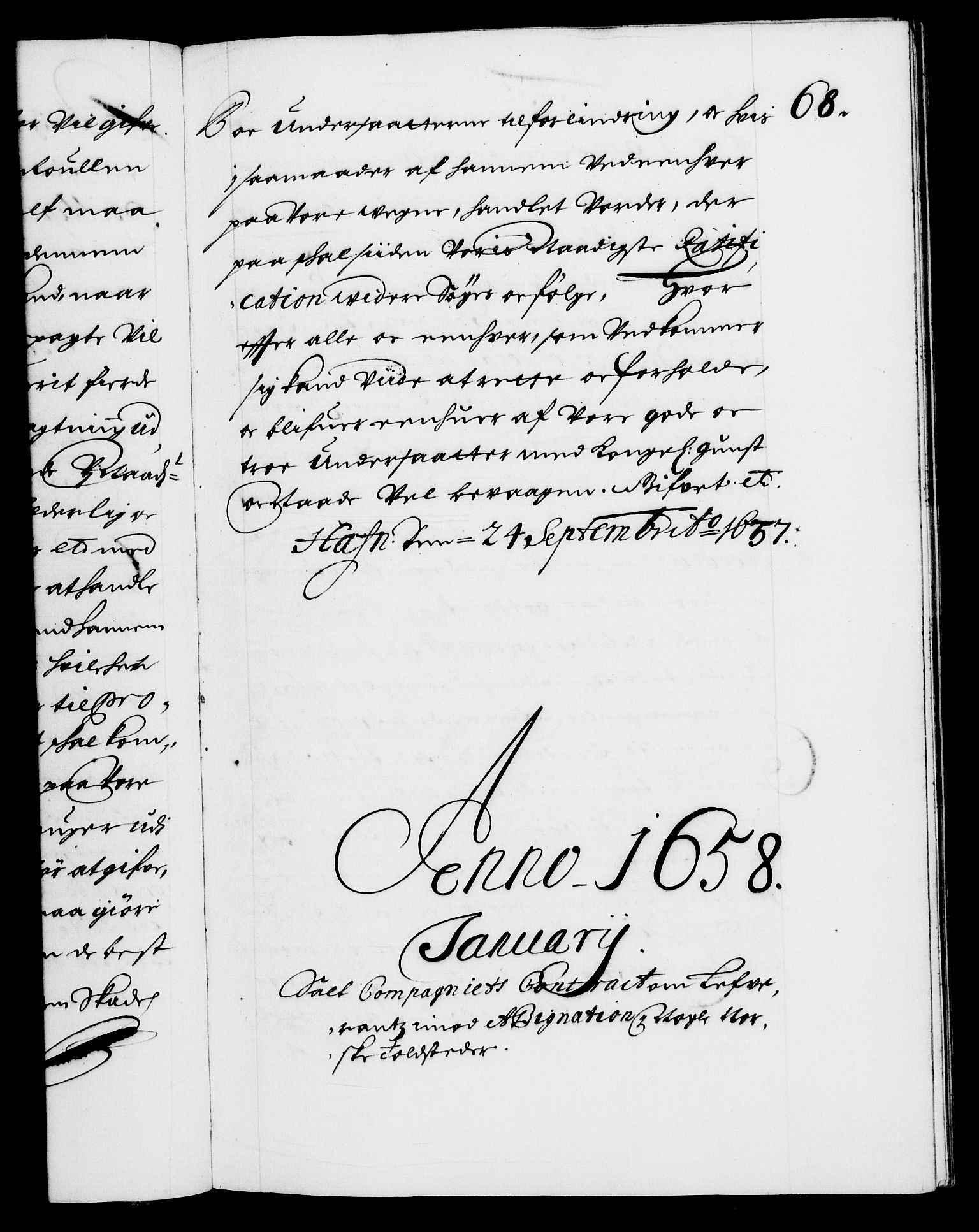 Danske Kanselli 1572-1799, RA/EA-3023/F/Fc/Fca/Fcaa/L0009: Norske registre (mikrofilm), 1657-1660, p. 68a