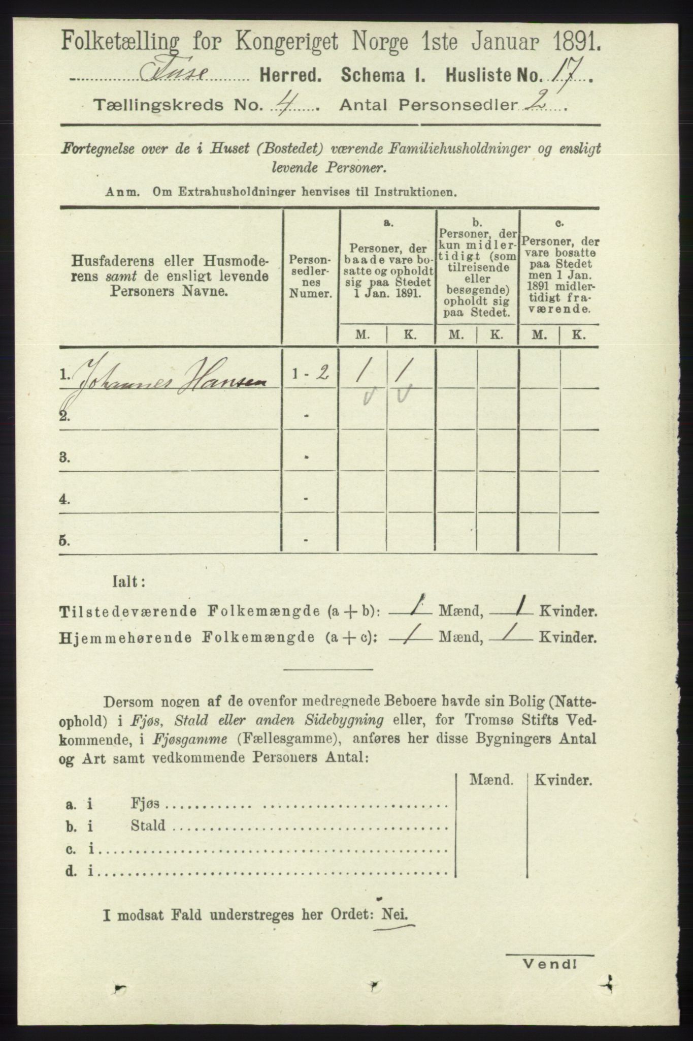 RA, 1891 census for 1241 Fusa, 1891, p. 693