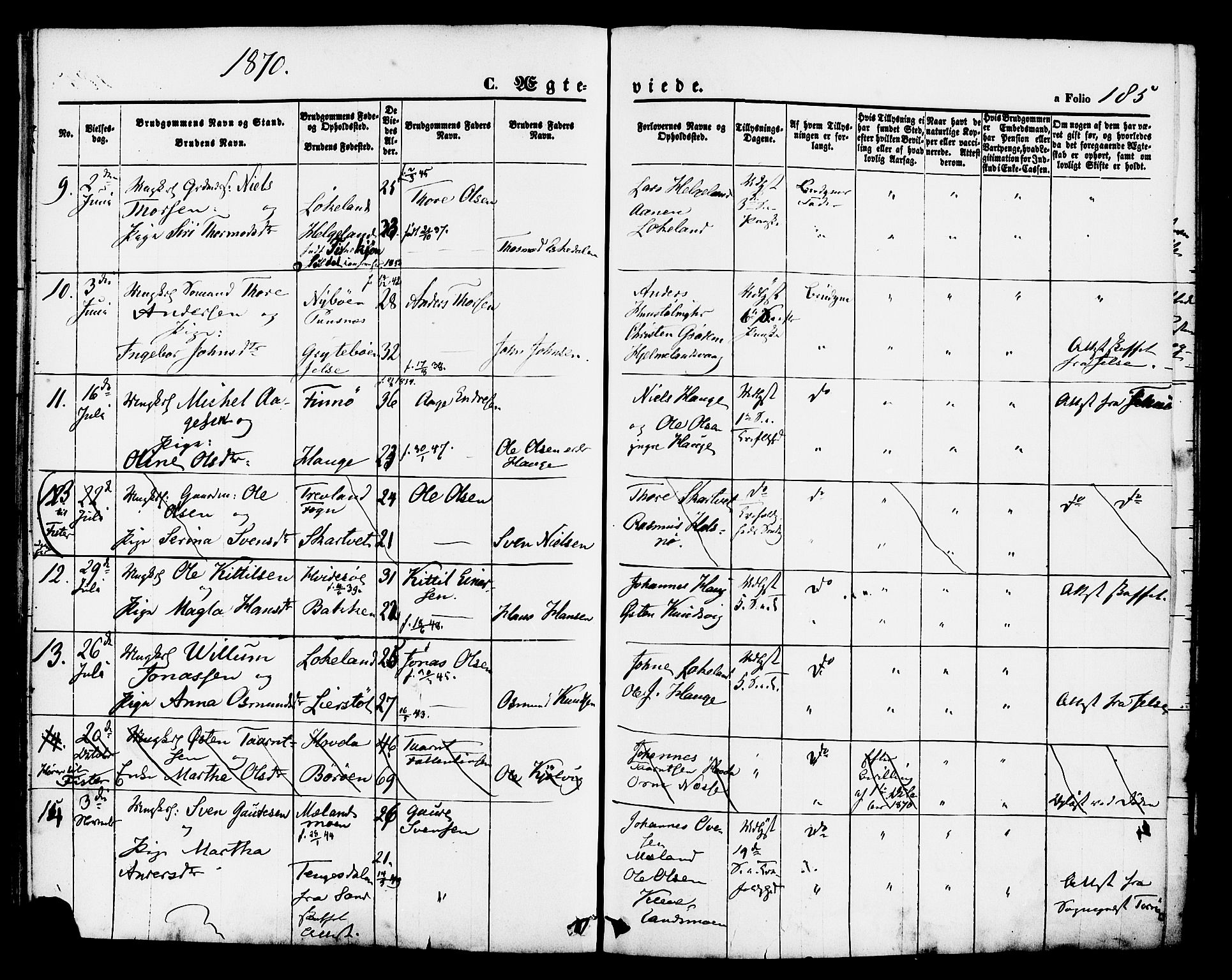 Hjelmeland sokneprestkontor, SAST/A-101843/01/IV/L0011: Parish register (official) no. A 11, 1861-1878, p. 185
