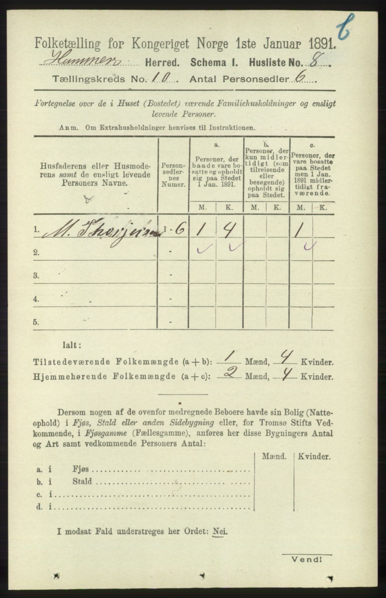 RA, 1891 census for 1254 Hamre, 1891, p. 3034