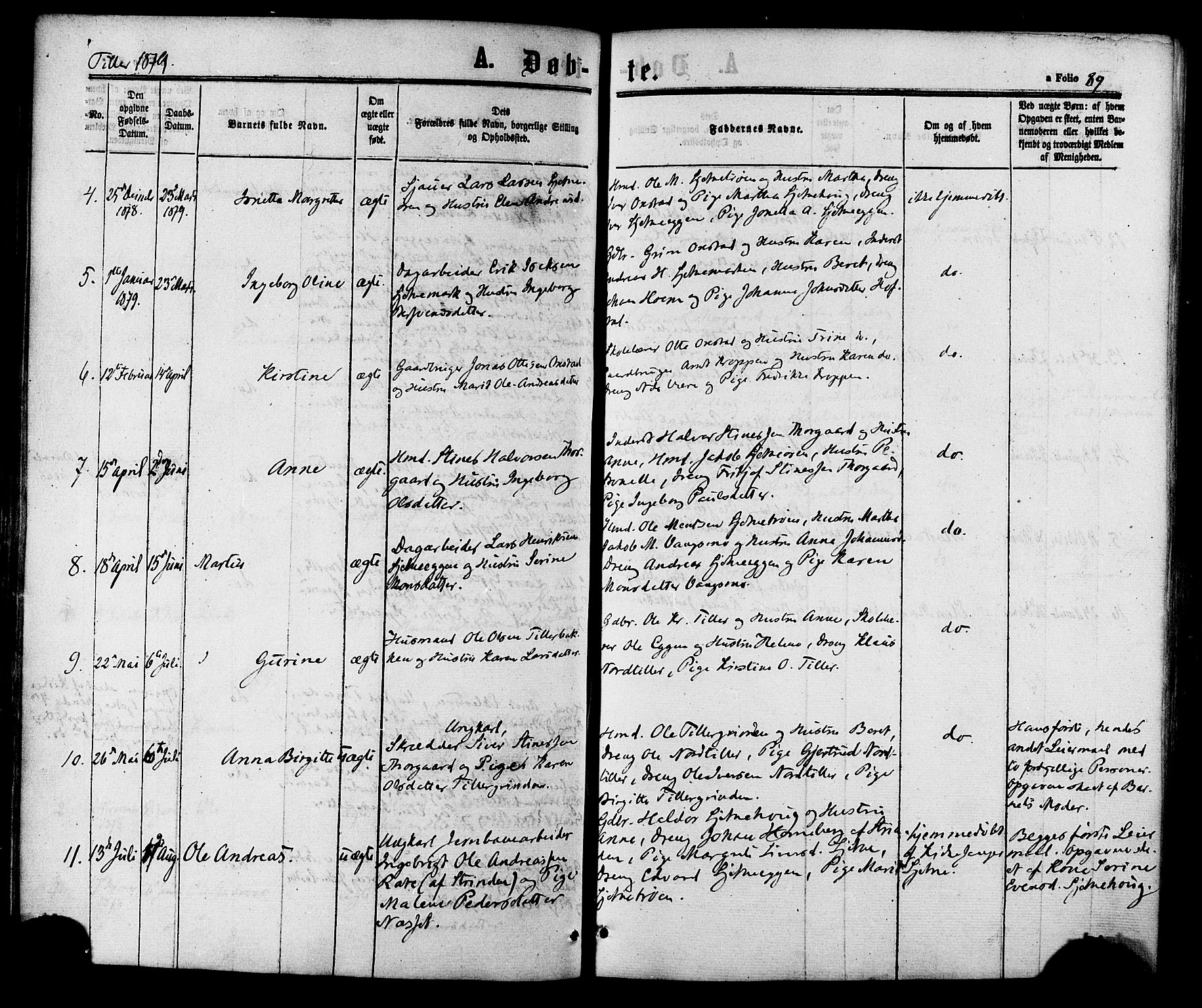 Ministerialprotokoller, klokkerbøker og fødselsregistre - Sør-Trøndelag, AV/SAT-A-1456/618/L0443: Parish register (official) no. 618A06 /2, 1863-1879, p. 89