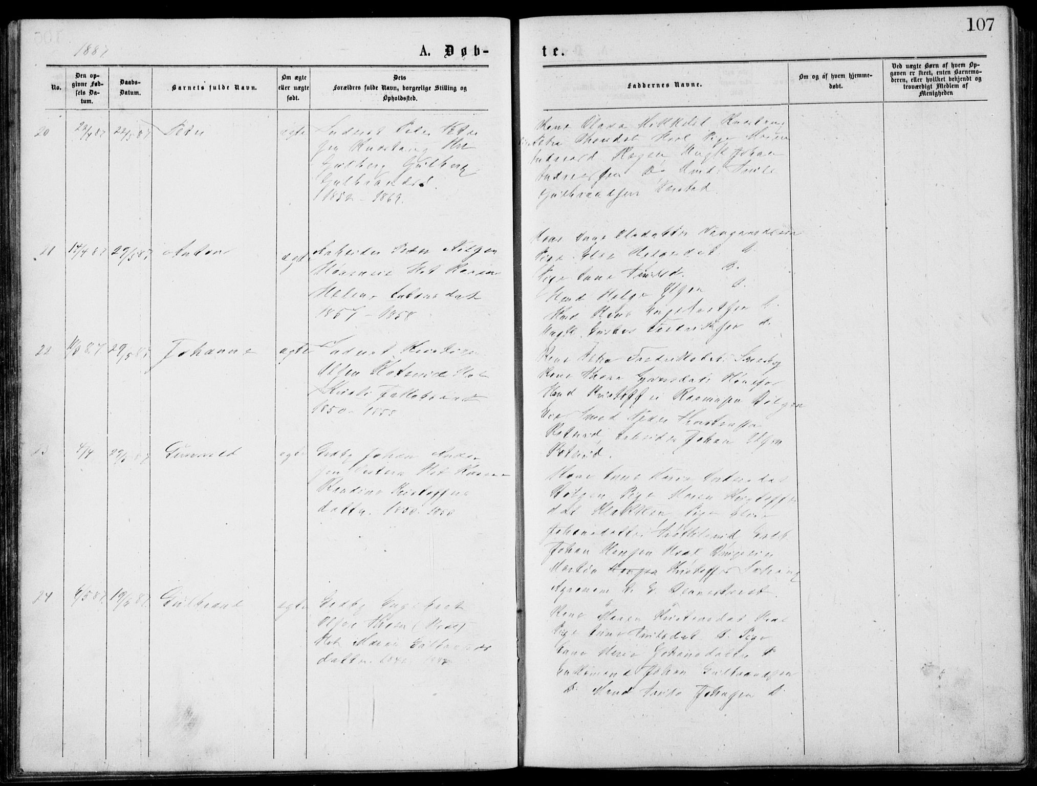 Norderhov kirkebøker, AV/SAKO-A-237/G/Gb/L0001: Parish register (copy) no. II 1, 1876-1899, p. 107