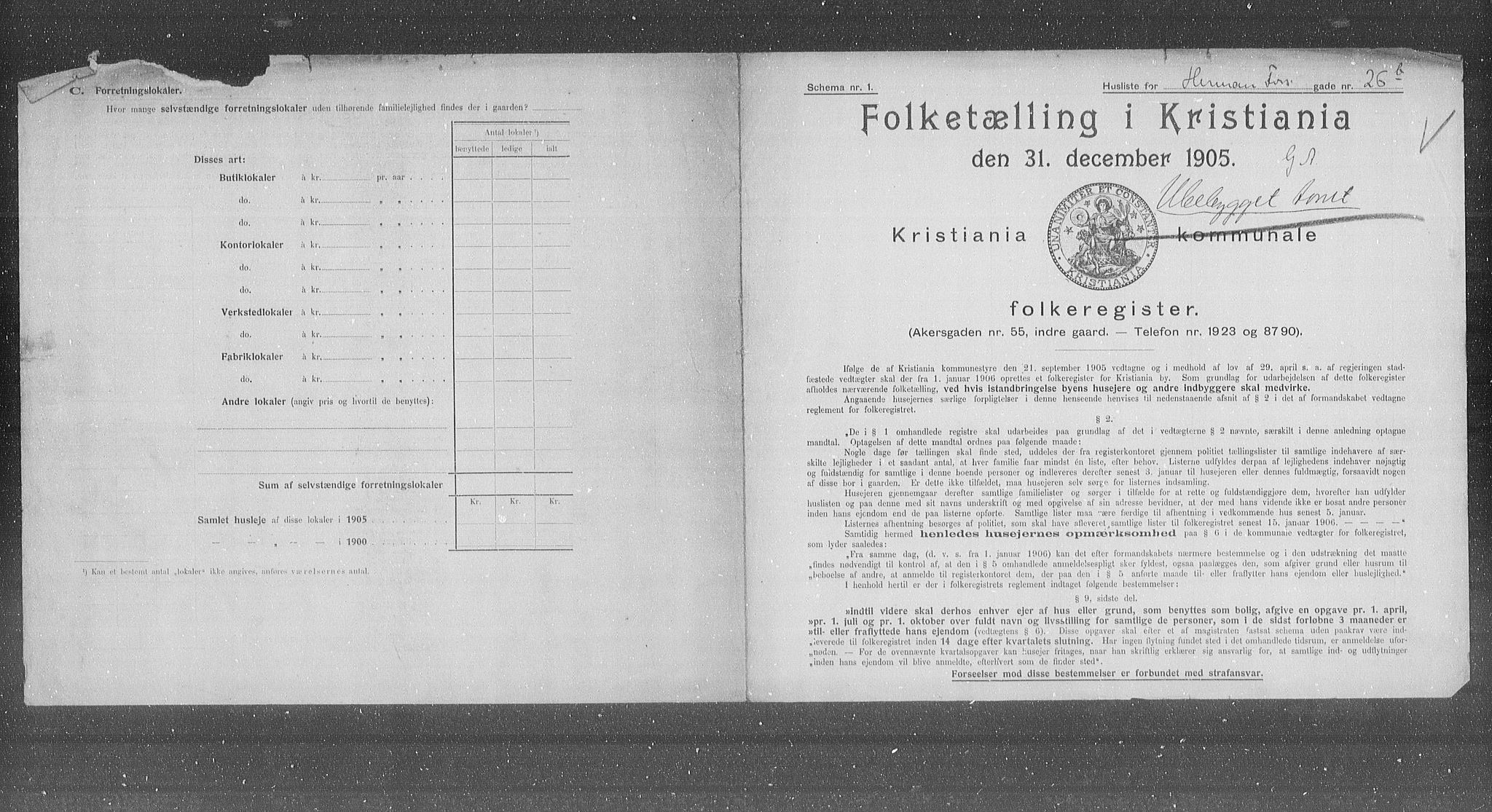 OBA, Municipal Census 1905 for Kristiania, 1905, p. 20297