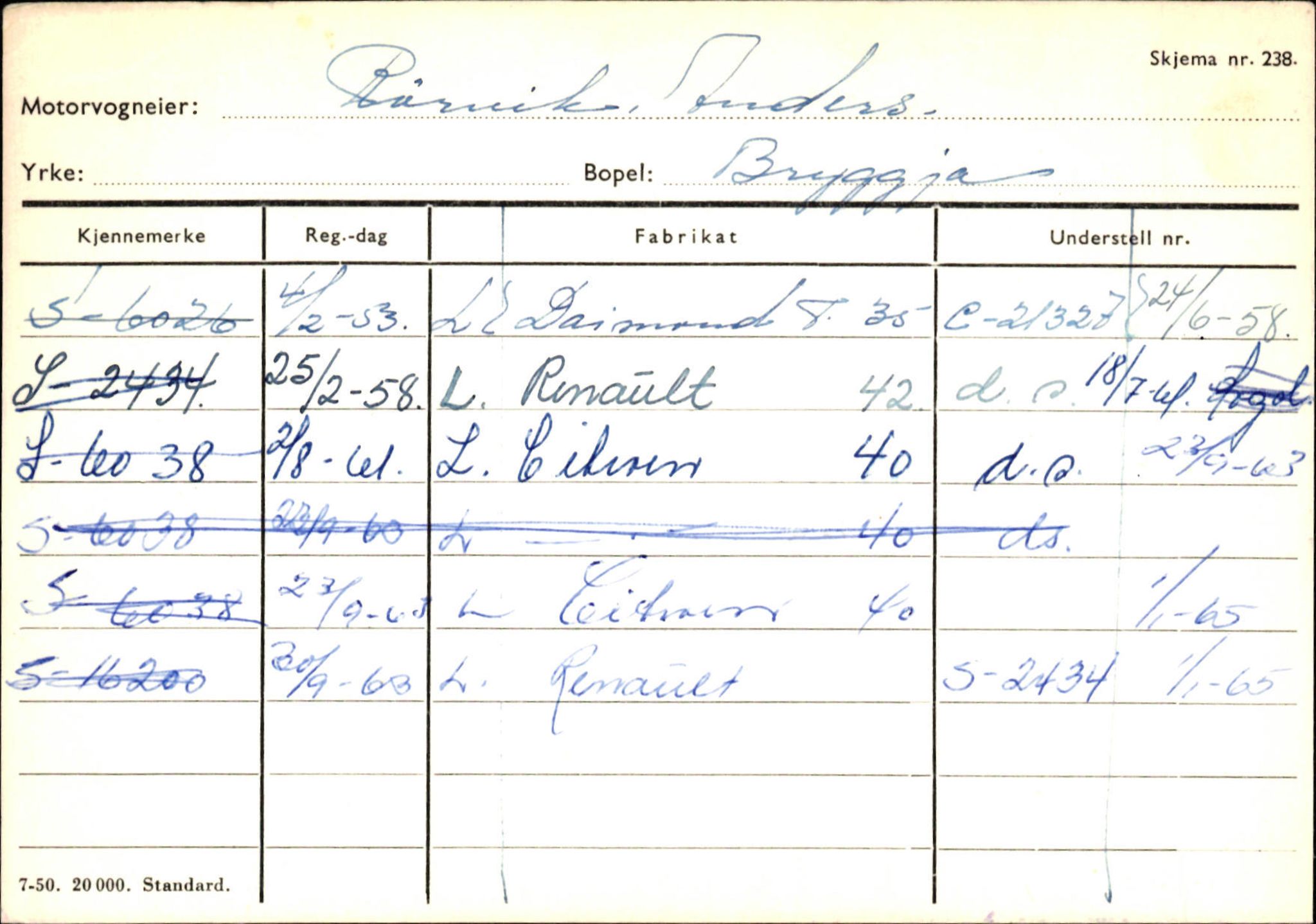 Statens vegvesen, Sogn og Fjordane vegkontor, SAB/A-5301/4/F/L0144: Registerkort Vågsøy A-R, 1945-1975, p. 2453