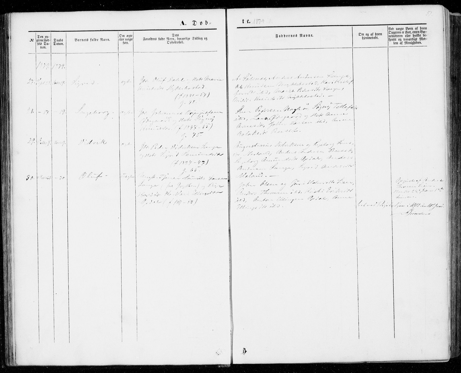 Ministerialprotokoller, klokkerbøker og fødselsregistre - Møre og Romsdal, AV/SAT-A-1454/554/L0643: Parish register (official) no. 554A01, 1846-1879, p. 51