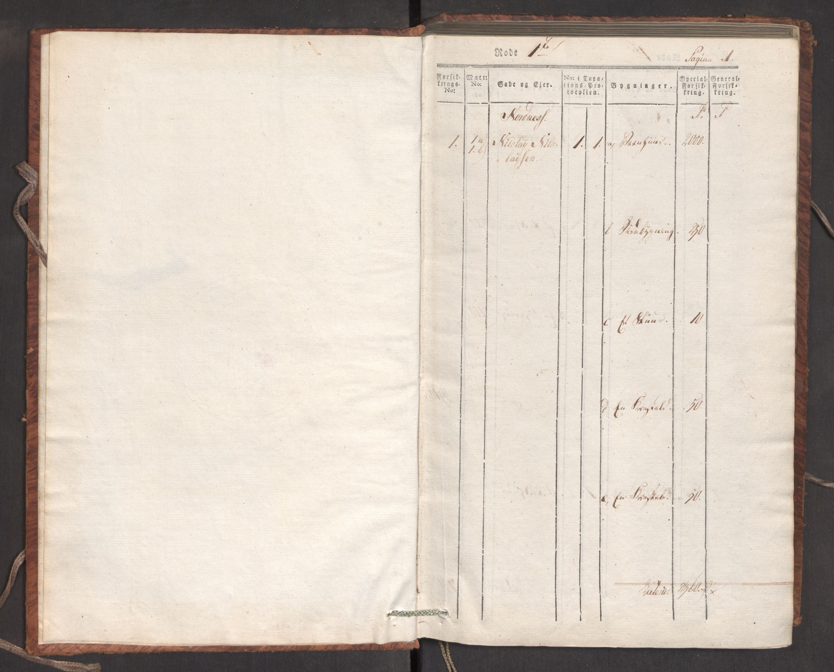 Kommersekollegiet, Brannforsikringskontoret 1767-1814, AV/RA-EA-5458/F/Fa/L0007/0001: Bergen / Branntakstprotokoll, 1807-1817, p. 1