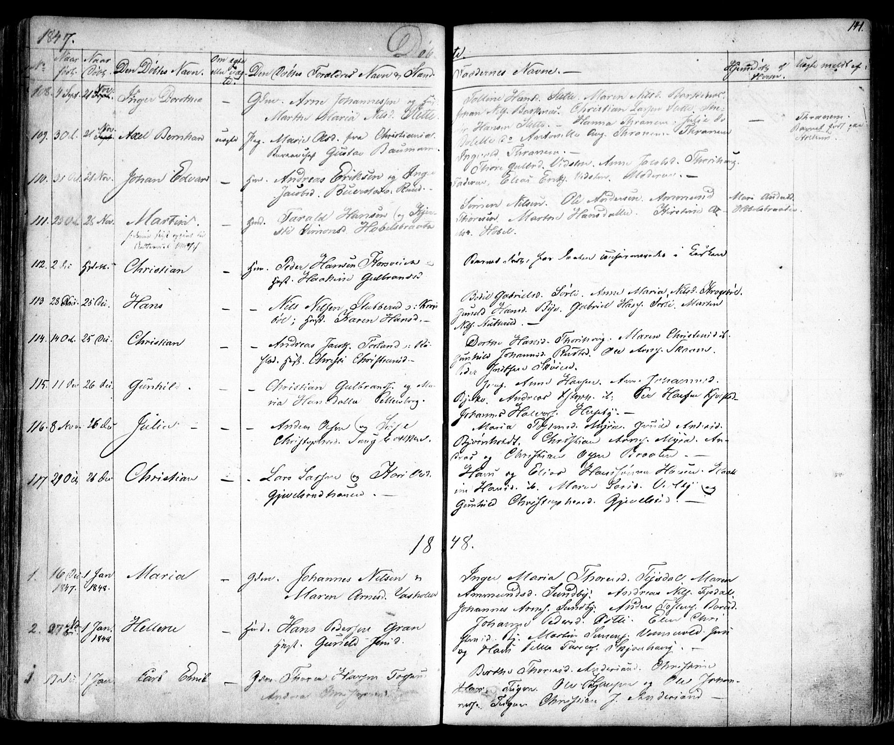 Enebakk prestekontor Kirkebøker, SAO/A-10171c/F/Fa/L0009: Parish register (official) no. I 9, 1832-1861, p. 141
