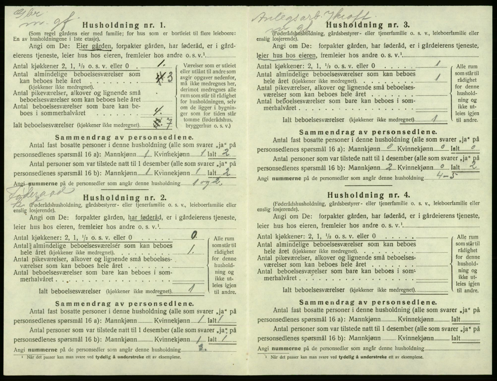 SAB, 1920 census for Kvam, 1920, p. 1243