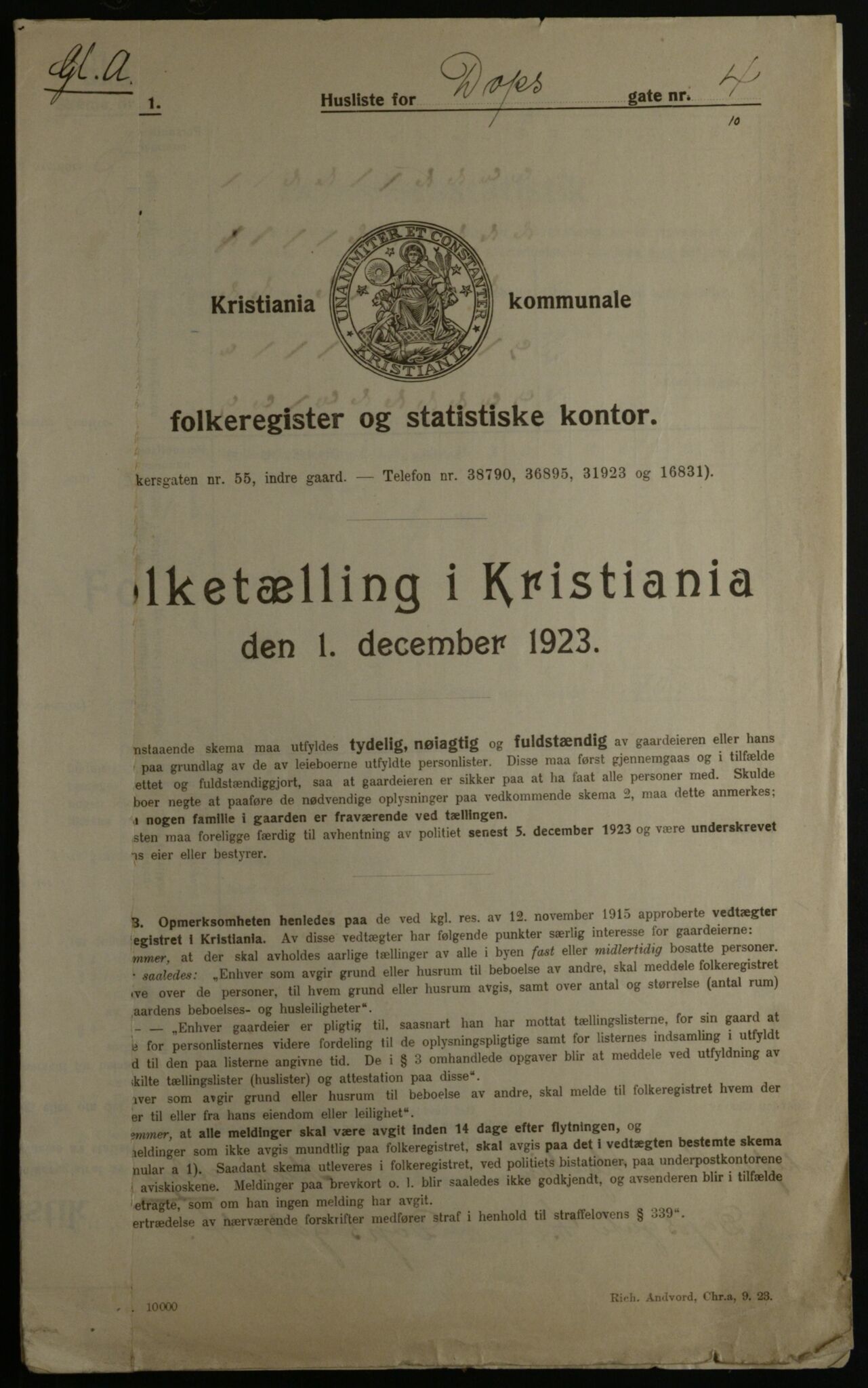 OBA, Municipal Census 1923 for Kristiania, 1923, p. 17671