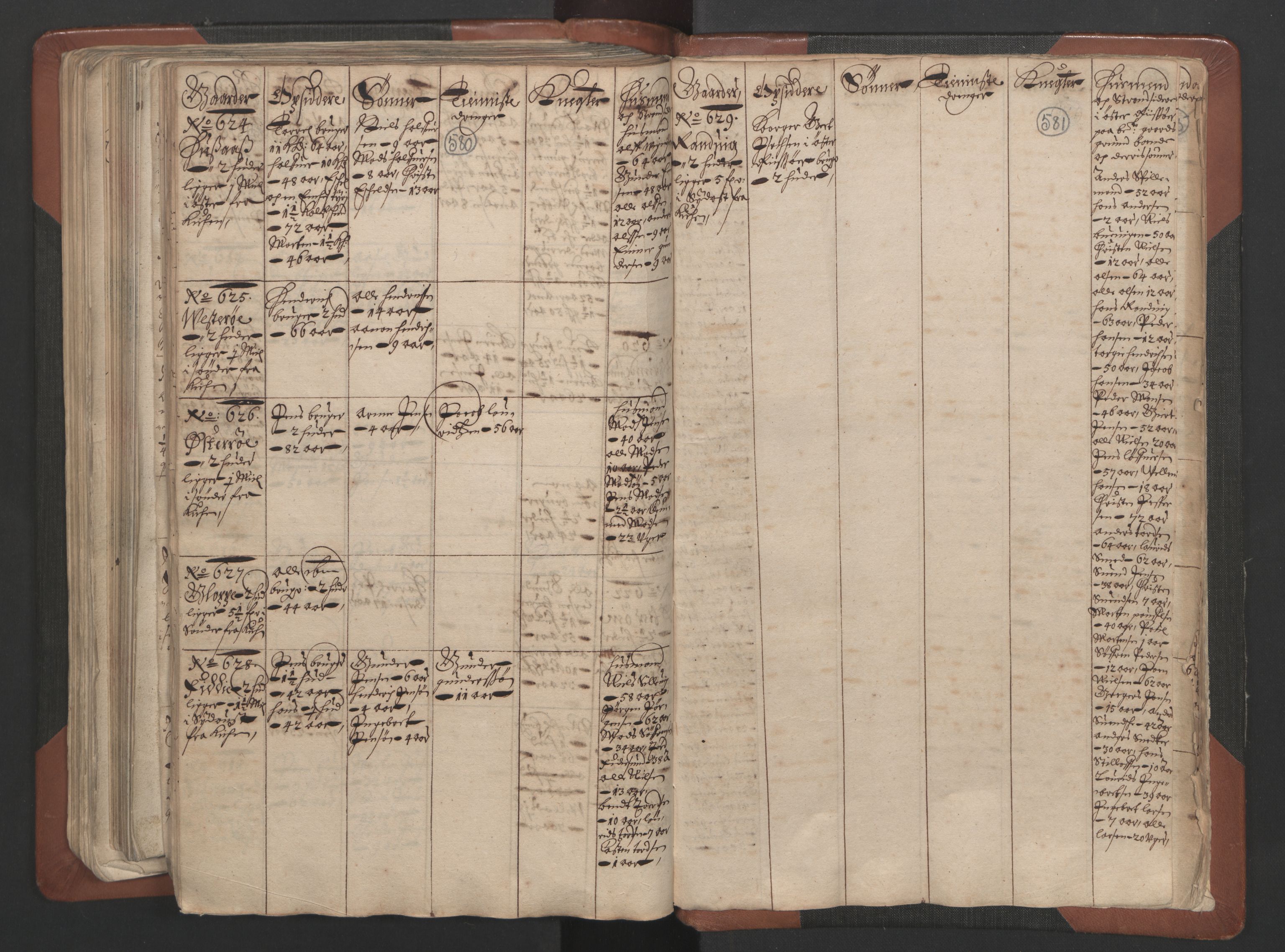 RA, Bailiff's Census 1664-1666, no. 7: Nedenes fogderi, 1664-1666, p. 580-581