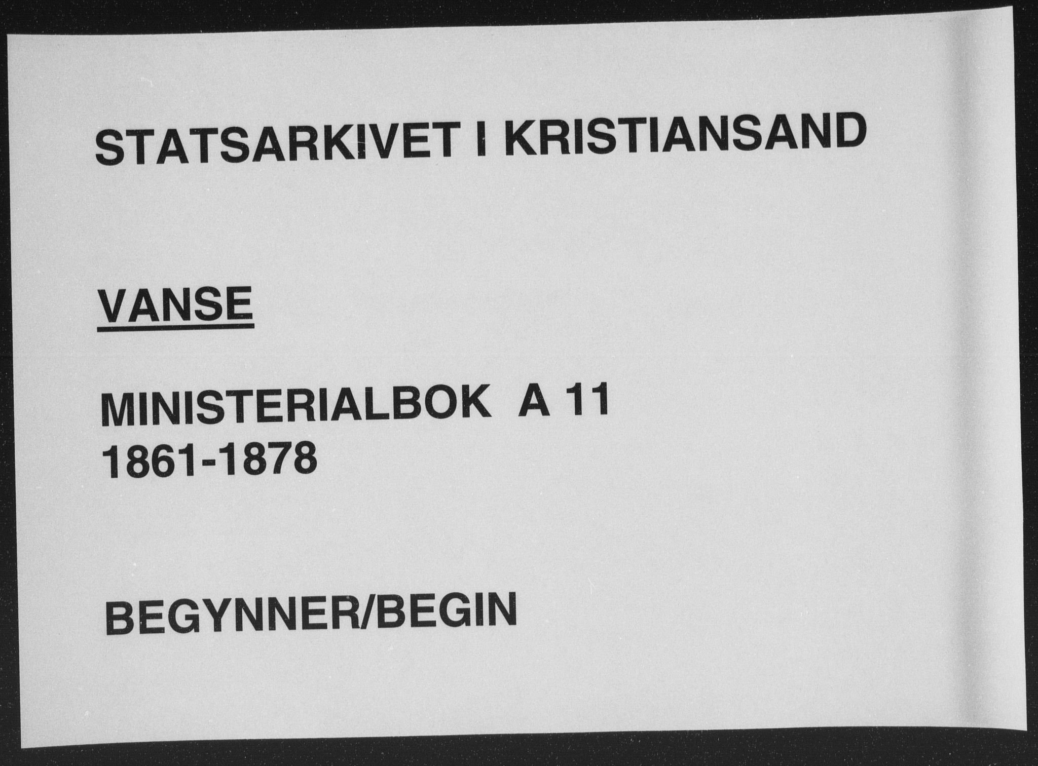 Lista sokneprestkontor, AV/SAK-1111-0027/F/Fa/L0011: Parish register (official) no. A 11, 1861-1878