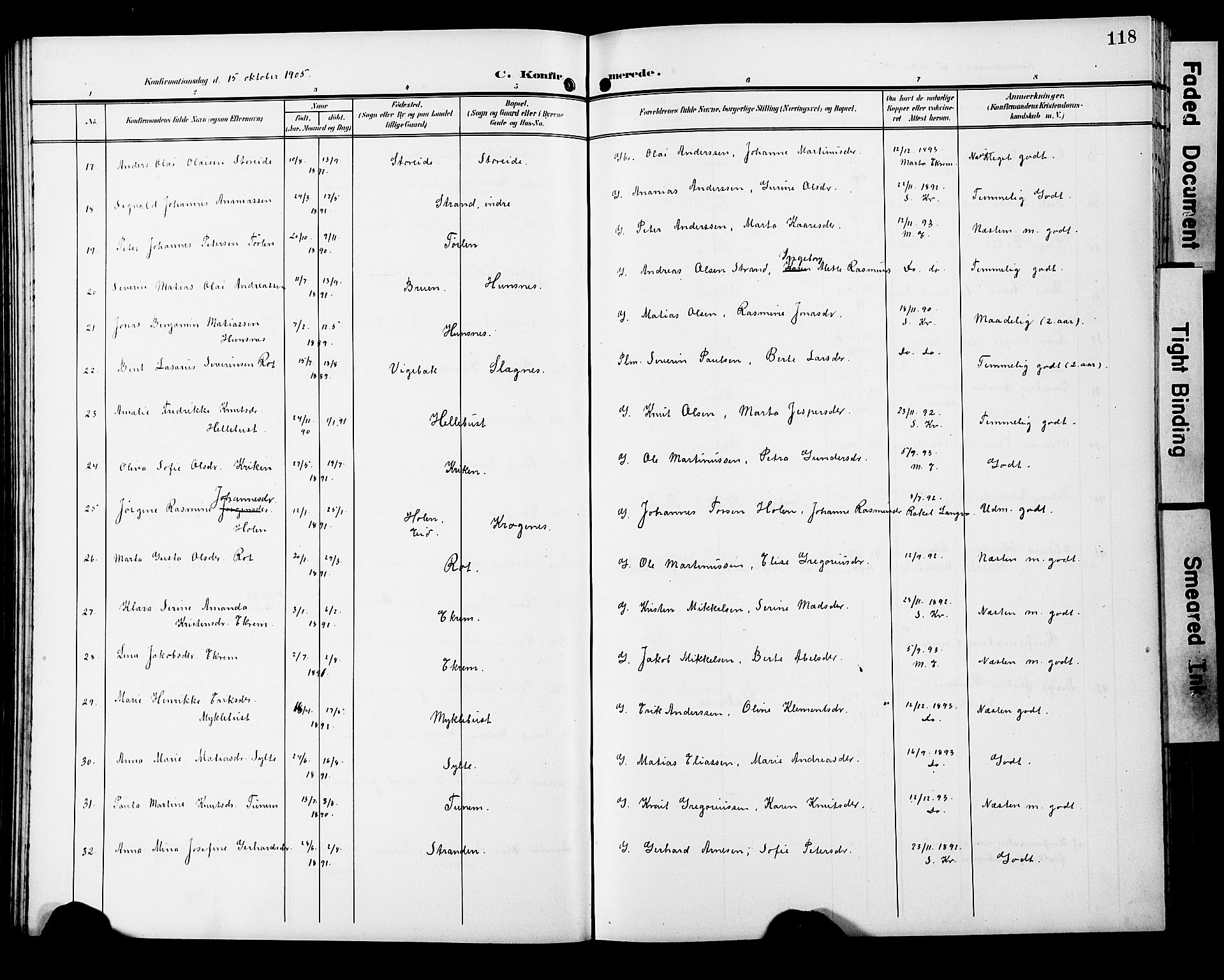 Ministerialprotokoller, klokkerbøker og fødselsregistre - Møre og Romsdal, AV/SAT-A-1454/501/L0018: Parish register (copy) no. 501C04, 1902-1930, p. 118