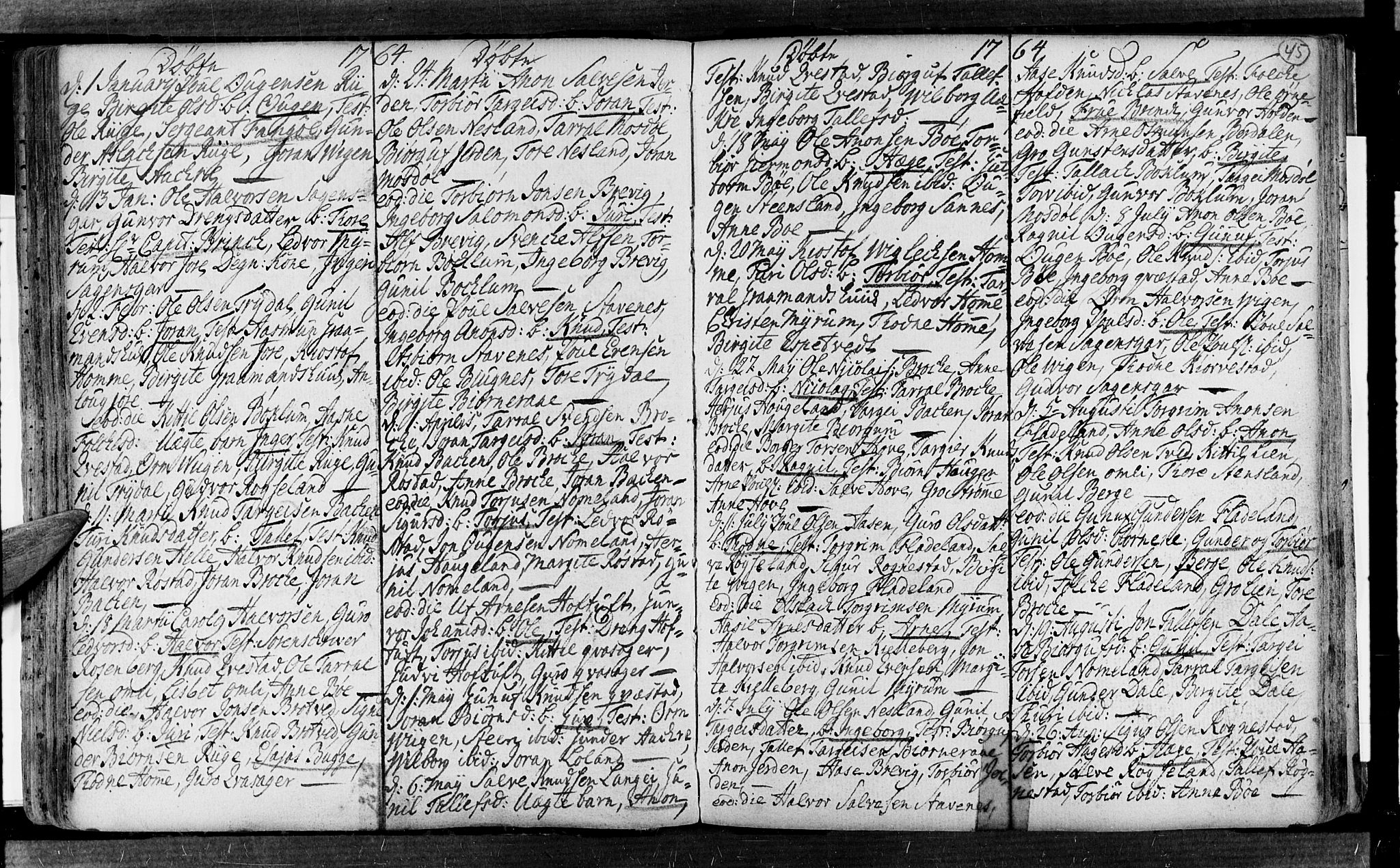 Valle sokneprestkontor, SAK/1111-0044/F/Fa/Fac/L0002: Parish register (official) no. A 2, 1745-1776, p. 45