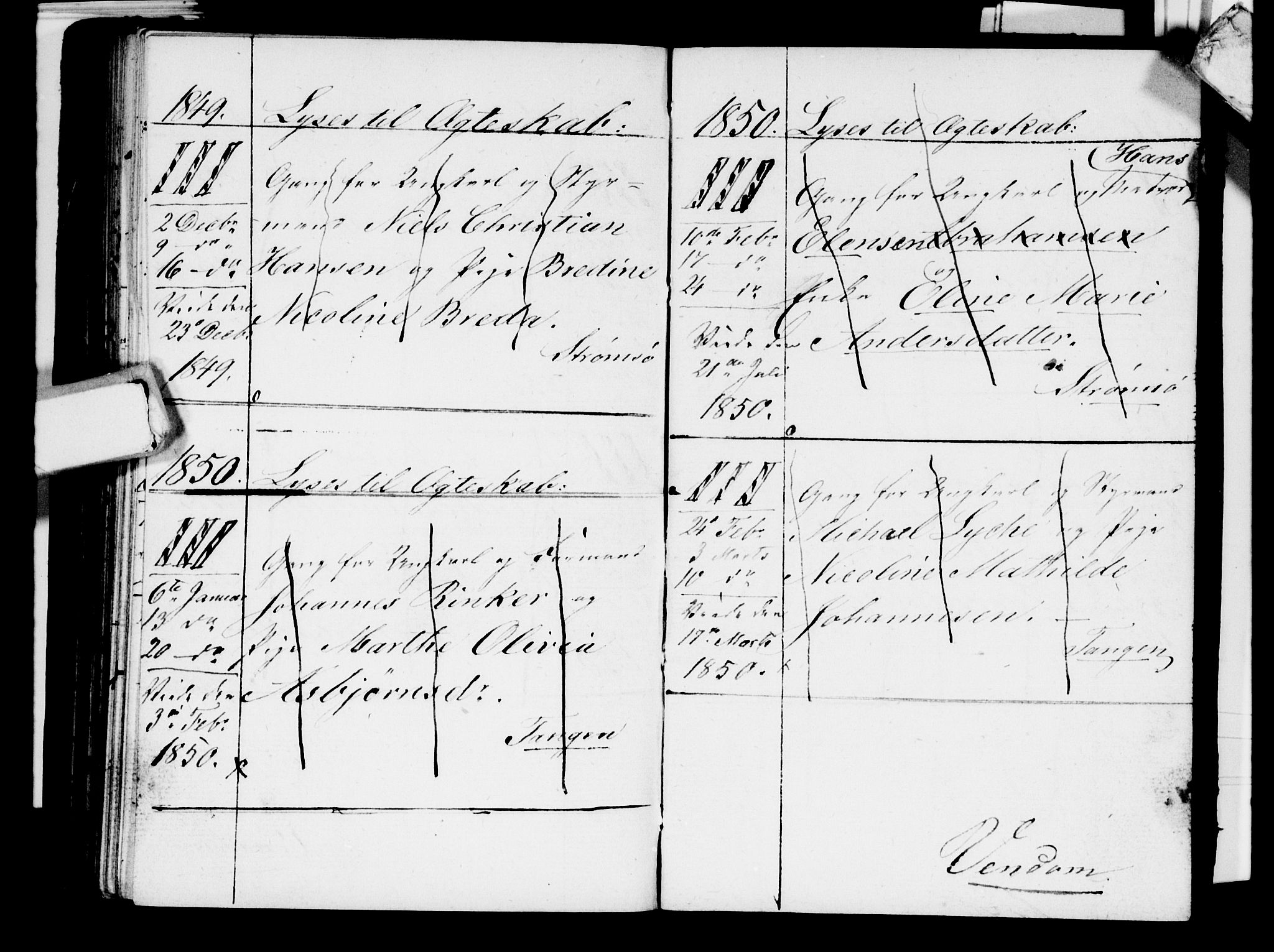 Strømsø kirkebøker, SAKO/A-246/H/Ha/L0001: Banns register no. 1, 1836-1850