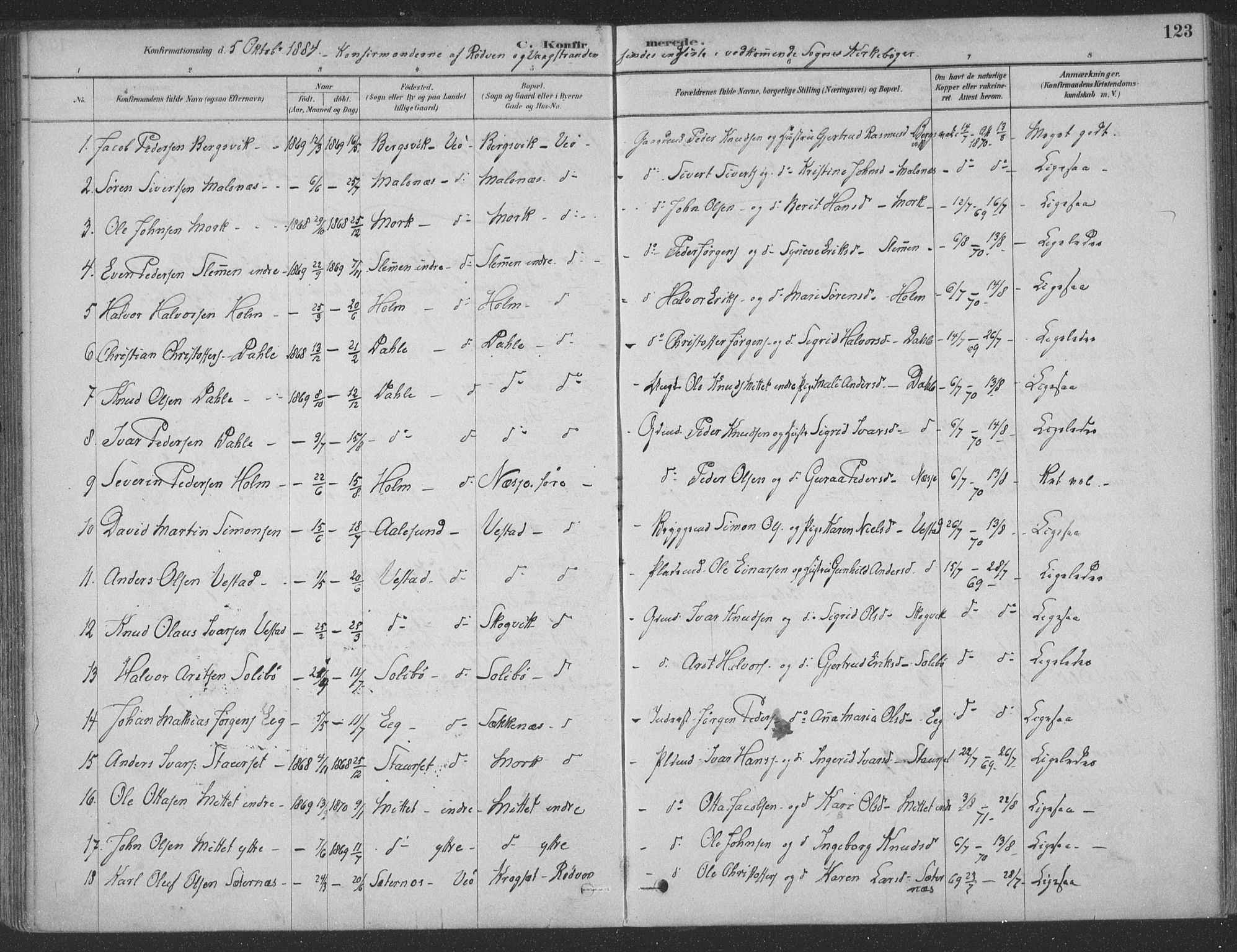 Ministerialprotokoller, klokkerbøker og fødselsregistre - Møre og Romsdal, AV/SAT-A-1454/547/L0604: Parish register (official) no. 547A06, 1878-1906, p. 123