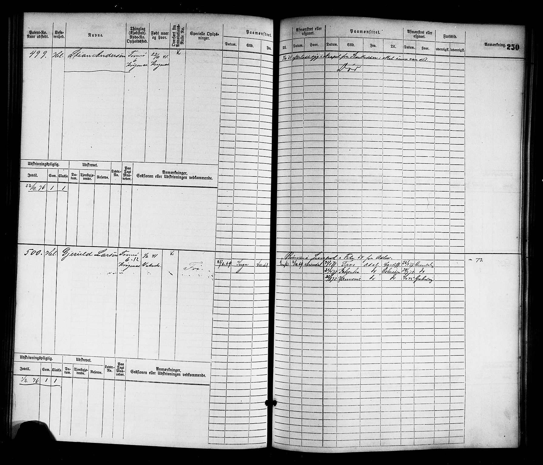 Arendal mønstringskrets, AV/SAK-2031-0012/F/Fb/L0010: Hovedrulle nr 1-774, S-8, 1868-1885, p. 263