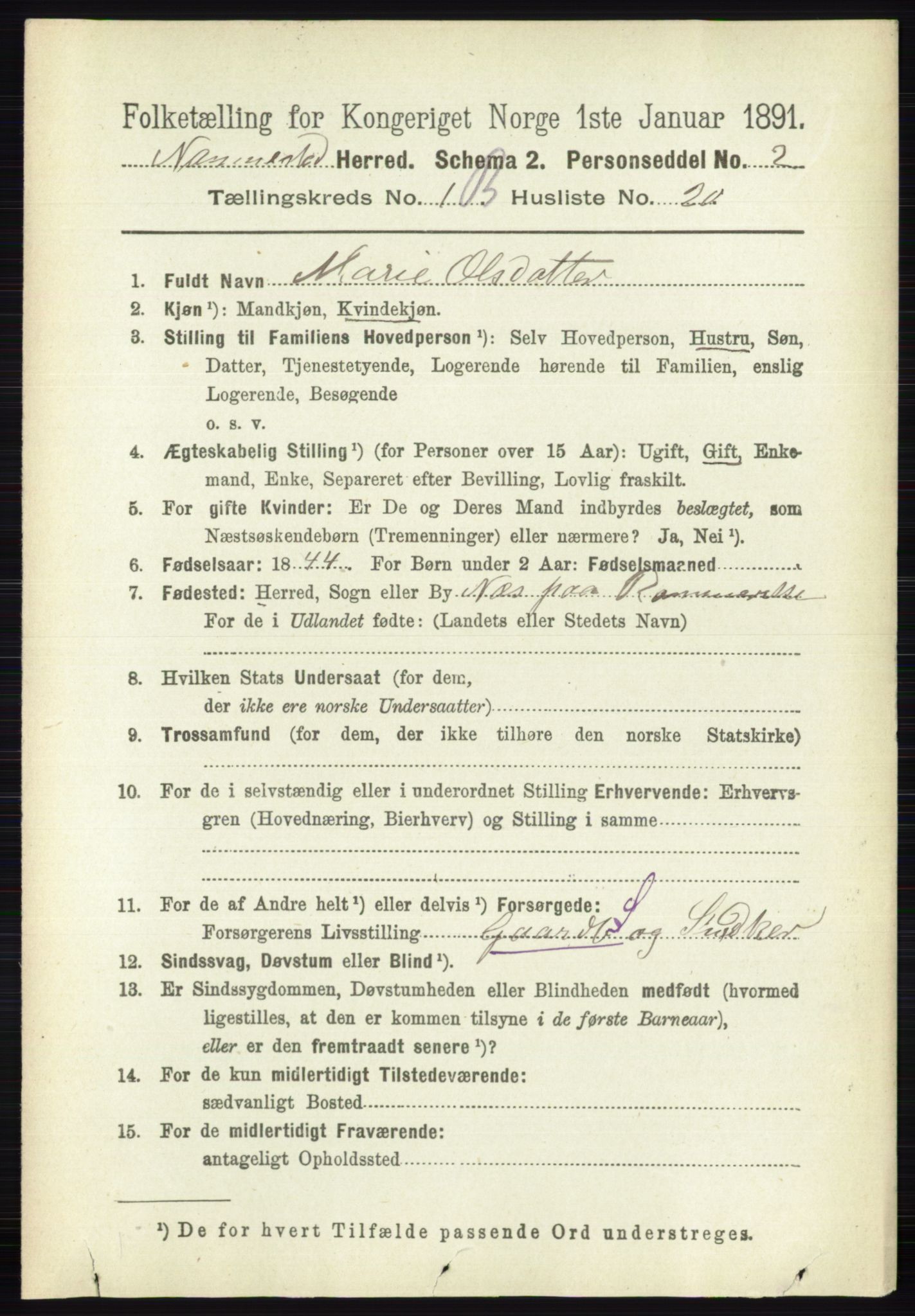 RA, 1891 census for 0238 Nannestad, 1891, p. 810