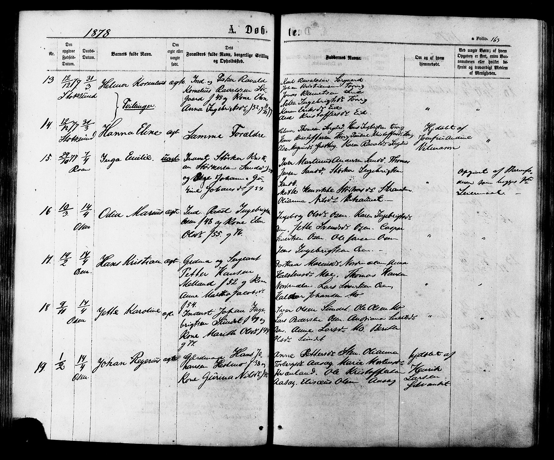 Ministerialprotokoller, klokkerbøker og fødselsregistre - Sør-Trøndelag, AV/SAT-A-1456/657/L0706: Parish register (official) no. 657A07, 1867-1878, p. 163