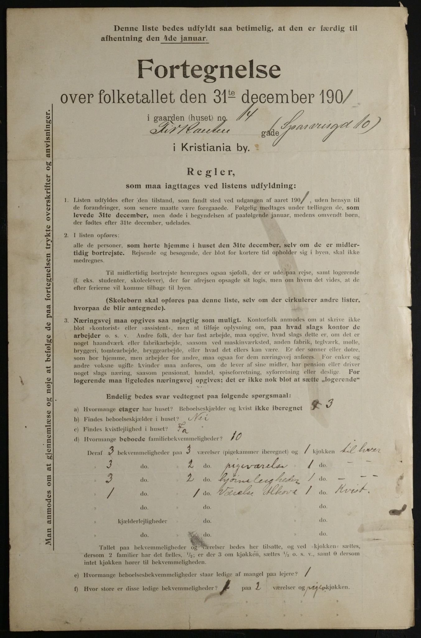 OBA, Municipal Census 1901 for Kristiania, 1901, p. 3932